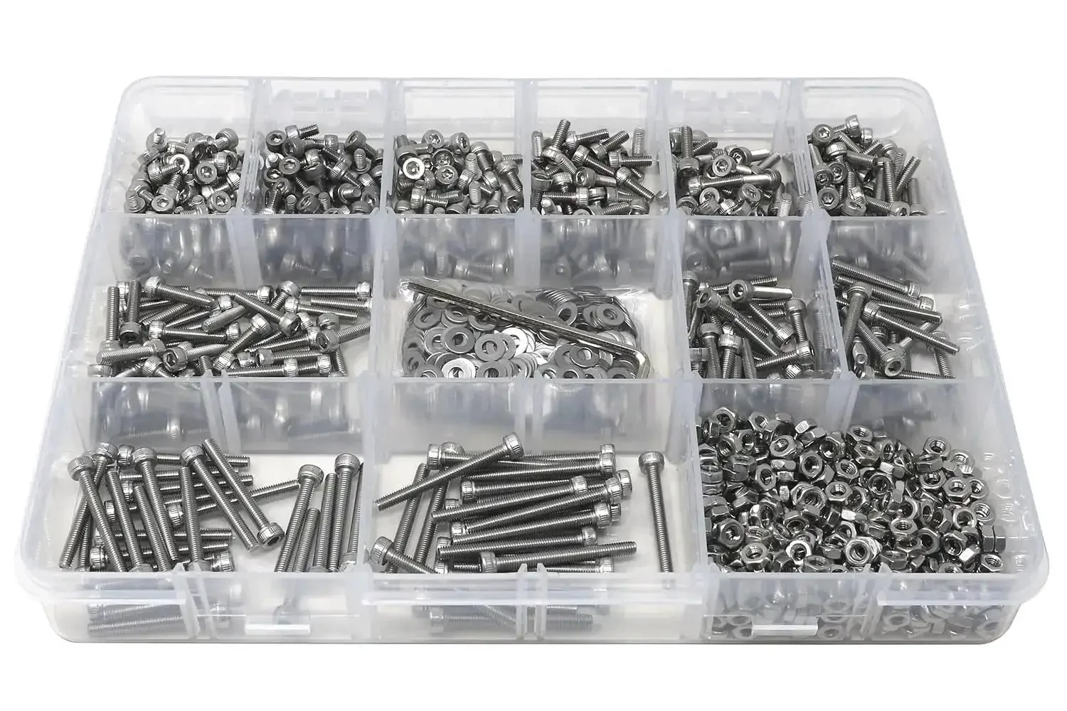 M3 Stainless Steel 304 Hex Socket Head Cap Screws Set Pro Grade 1350 Pcs With 12 Lengths From 4 To 30mm 0.5mm Pitch Includes Nuts And Washers Heavy Duty Fasteners Kit For DIY Projects - Image 6