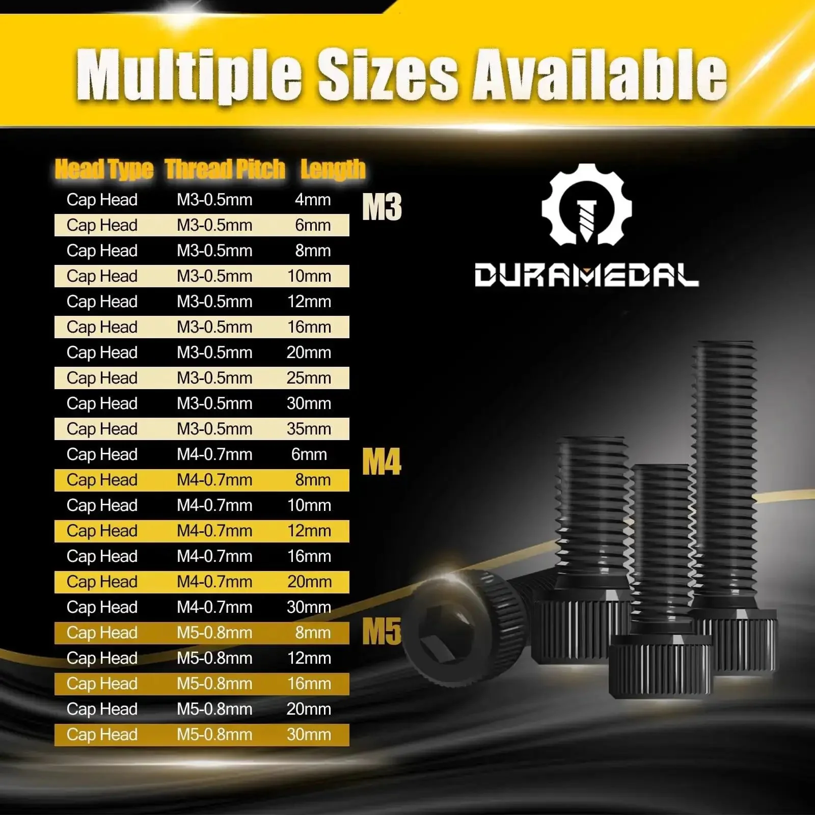 M3 X 30mm Hex Socket Head Cap Screws Set, 200 Pieces, 12.9 Grade Alloy Steel, Black Zinc Plated, Allen Drive, Half-Thread Machine Screws, Salt Spray Tested, Oil-Free Electroplated Finish for No-Fuss Install - Image 2