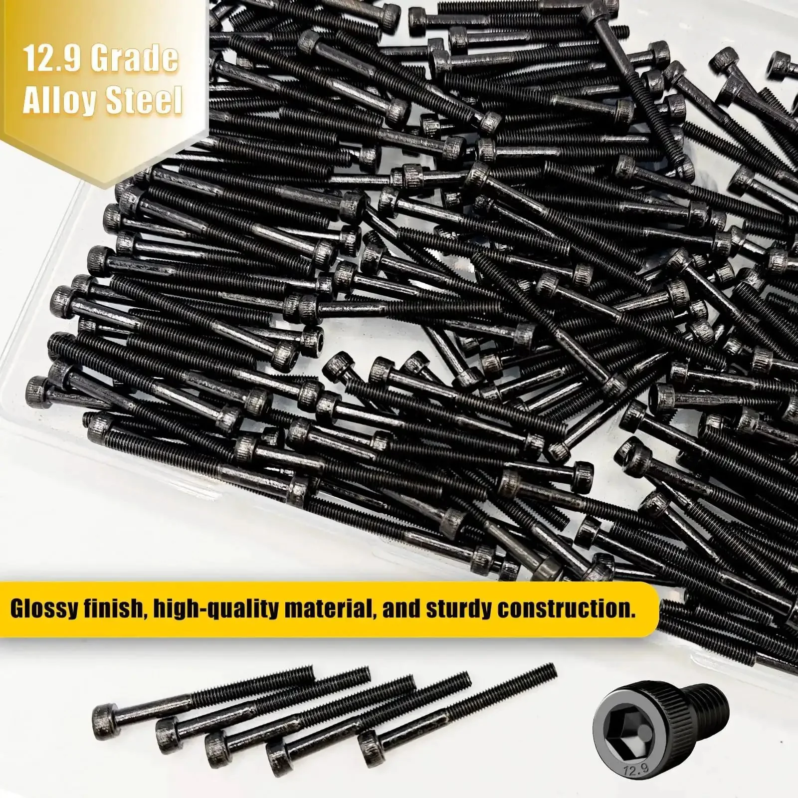 M3 X 30mm Hex Socket Head Cap Screws Set, 200 Pieces, 12.9 Grade Alloy Steel, Black Zinc Plated, Allen Drive, Half-Thread Machine Screws, Salt Spray Tested, Oil-Free Electroplated Finish for No-Fuss Install - Image 6