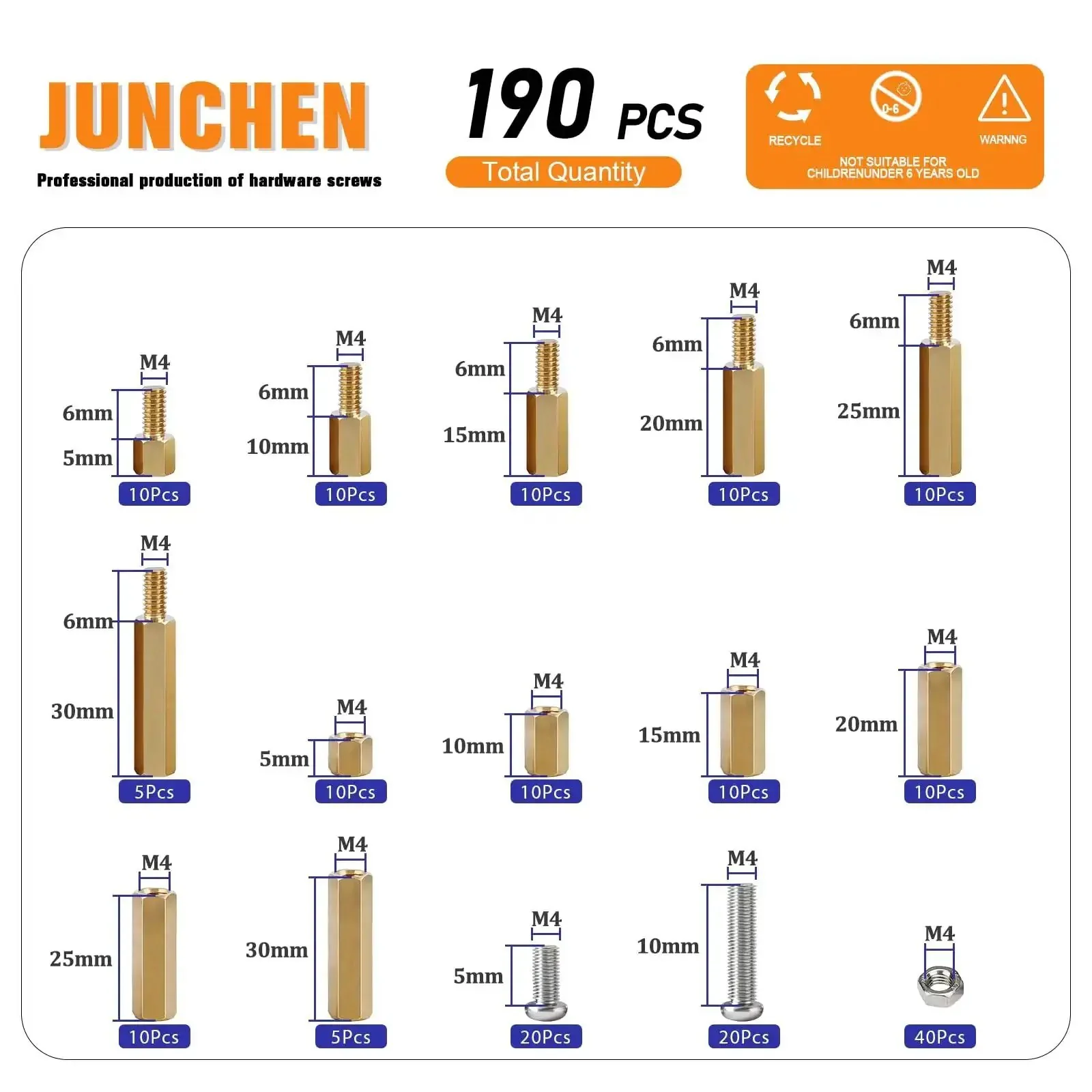 M4 Hex Brass Spacers And Standoffs Kit For PCBs And Computer Projects 190Pcs Assorted Hex Spacers Nuts Bolts Screws And Mounting Pillars For Circuit Boards And Motherboards - Image 8