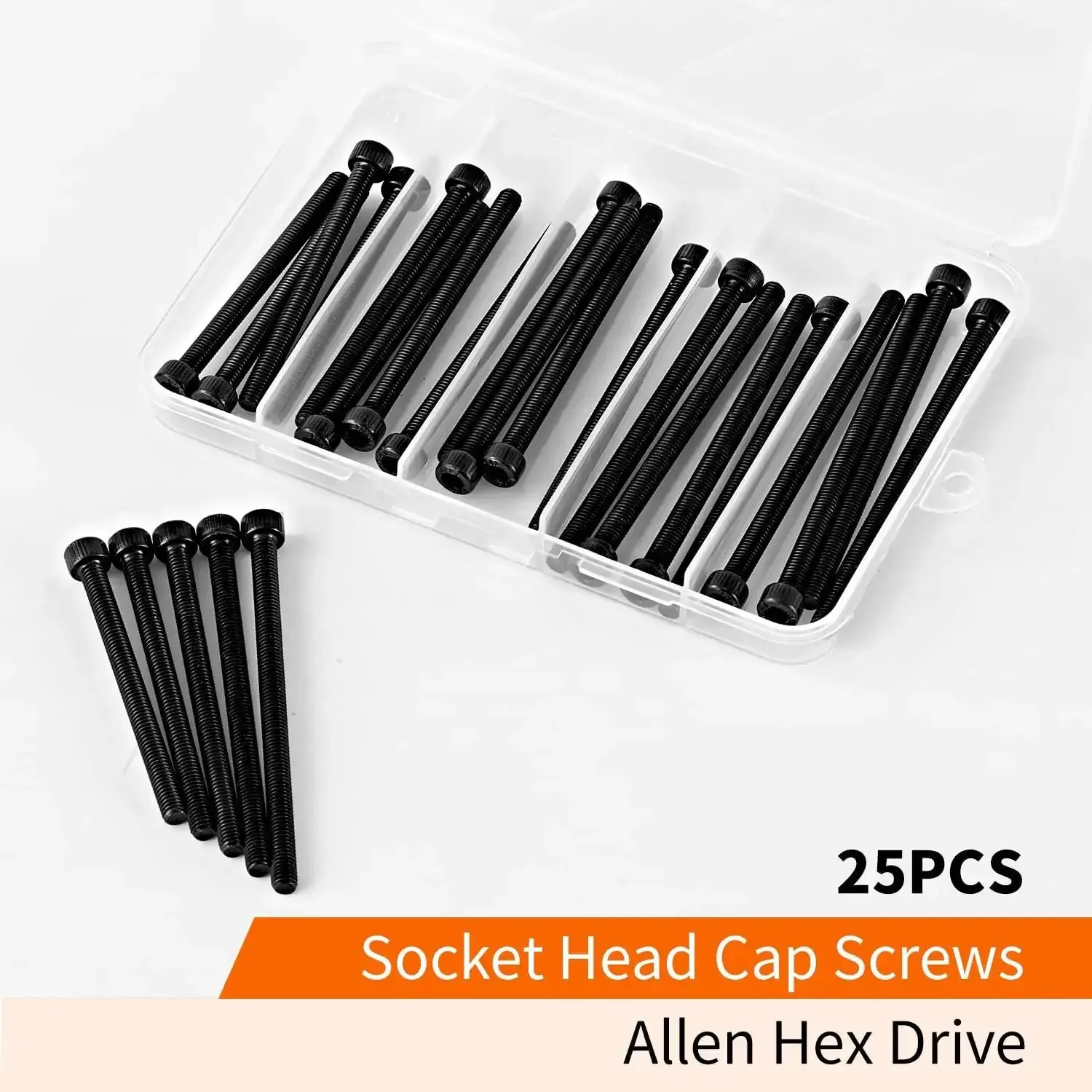 M5 Hex Socket Head Cap Screws Set Heavy Duty 60 65 70 75 80mm Fully Threaded 12.9 Grade Alloy Steel Black Oxide Finish Allen Drive Metric Machine Screws Assortment Kit 25Pcs High Strength Industrial Grade - Image 6