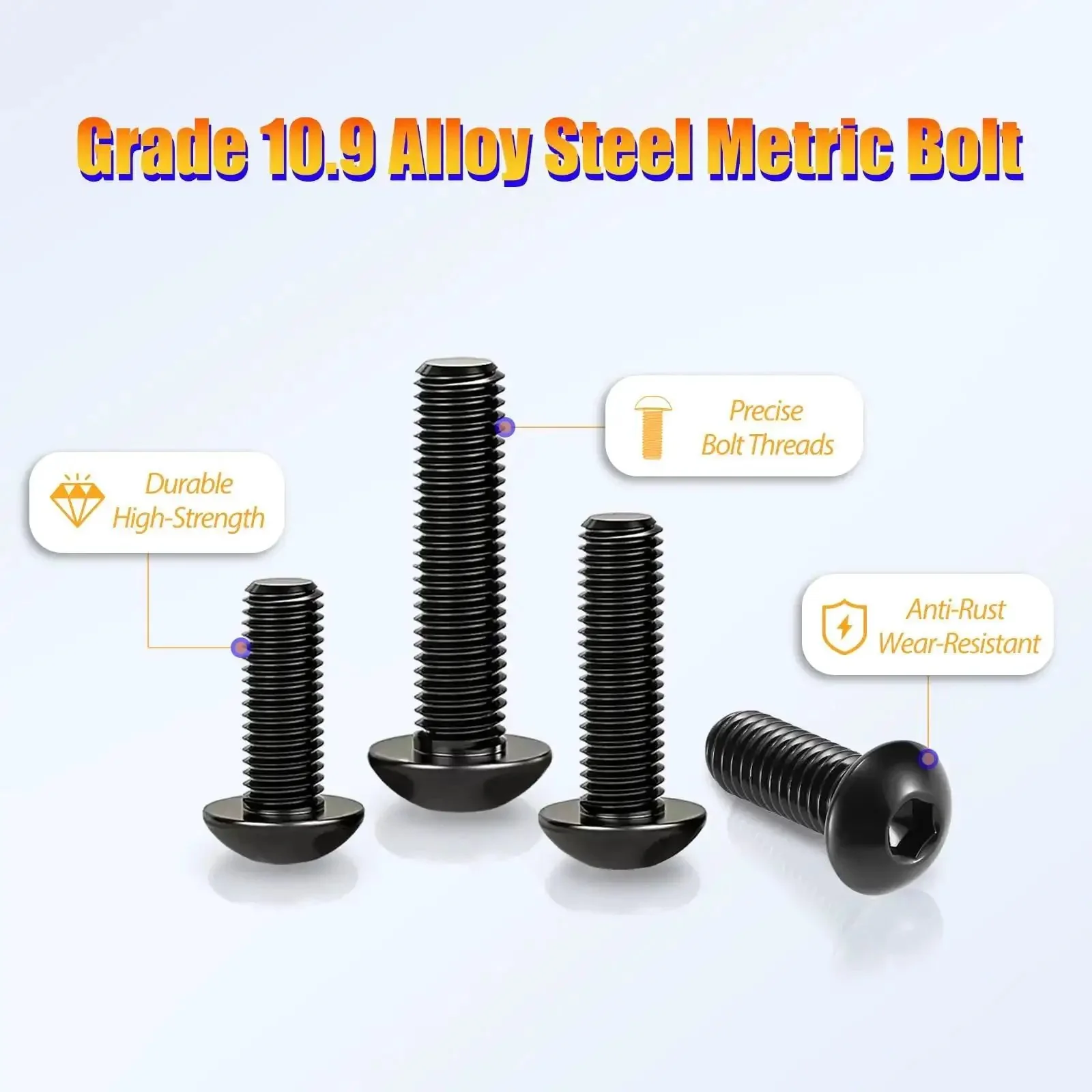 M5 Screw Kit 280Pcs With Nuts Lock Washers Flat Washers Grade 10.9 Alloy Steel Hex Socket Button Head Black Screws Bolts Set For DIY Projects Great For Home Automotive And Electronics Projects - Image 5