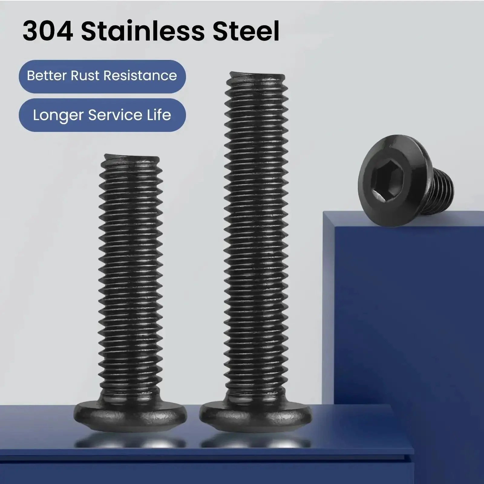 M6 1.0 X 35mm Flat Head Hex Socket Cap Screws Bolts Set Of 10 With Hex Wrench 304 Stainless Steel Black Zinc Plated Full Thread Hardware For DIYers And Heavy Duty Builds - Image 6