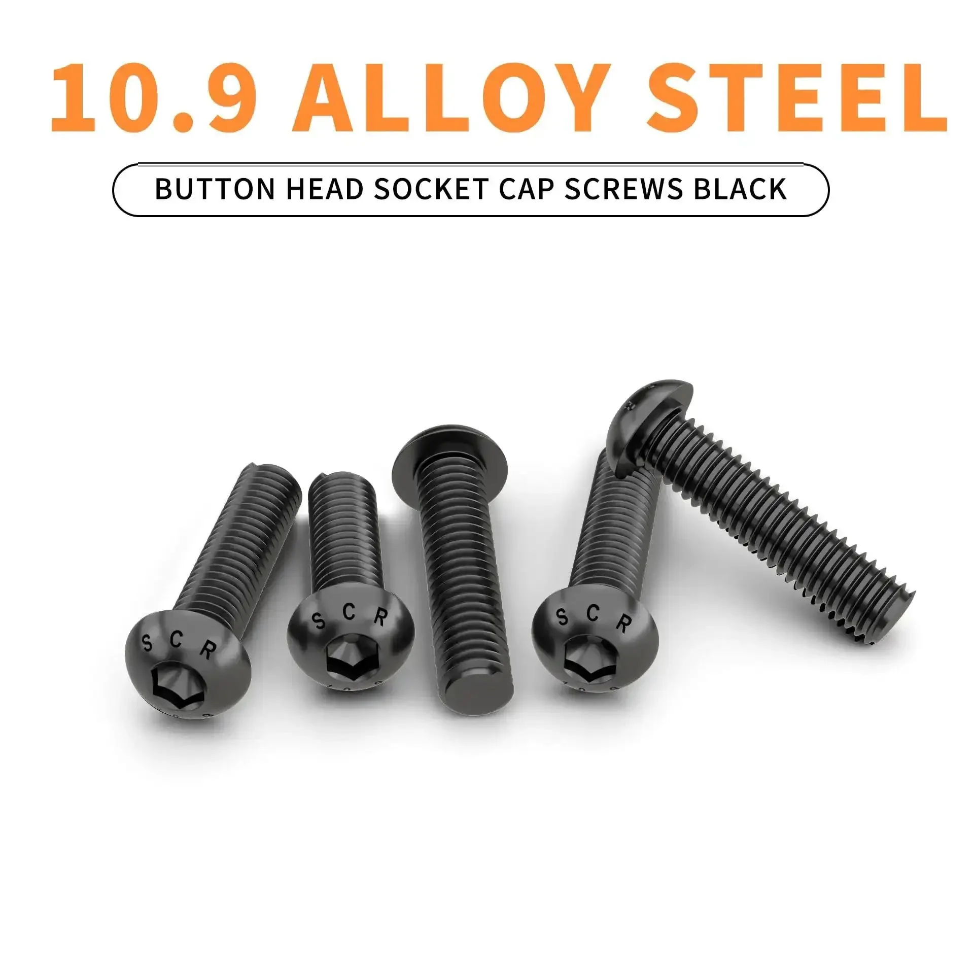 M6 Button Head Socket Cap Screws Set Beefy 8mm 12mm 16mm 20mm 25mm Fully Threaded Grade 10 9 Alloy Steel Black Oxide Hex Drive Metric Allen Bolts 50 Pcs Assortment Kit - Image 5