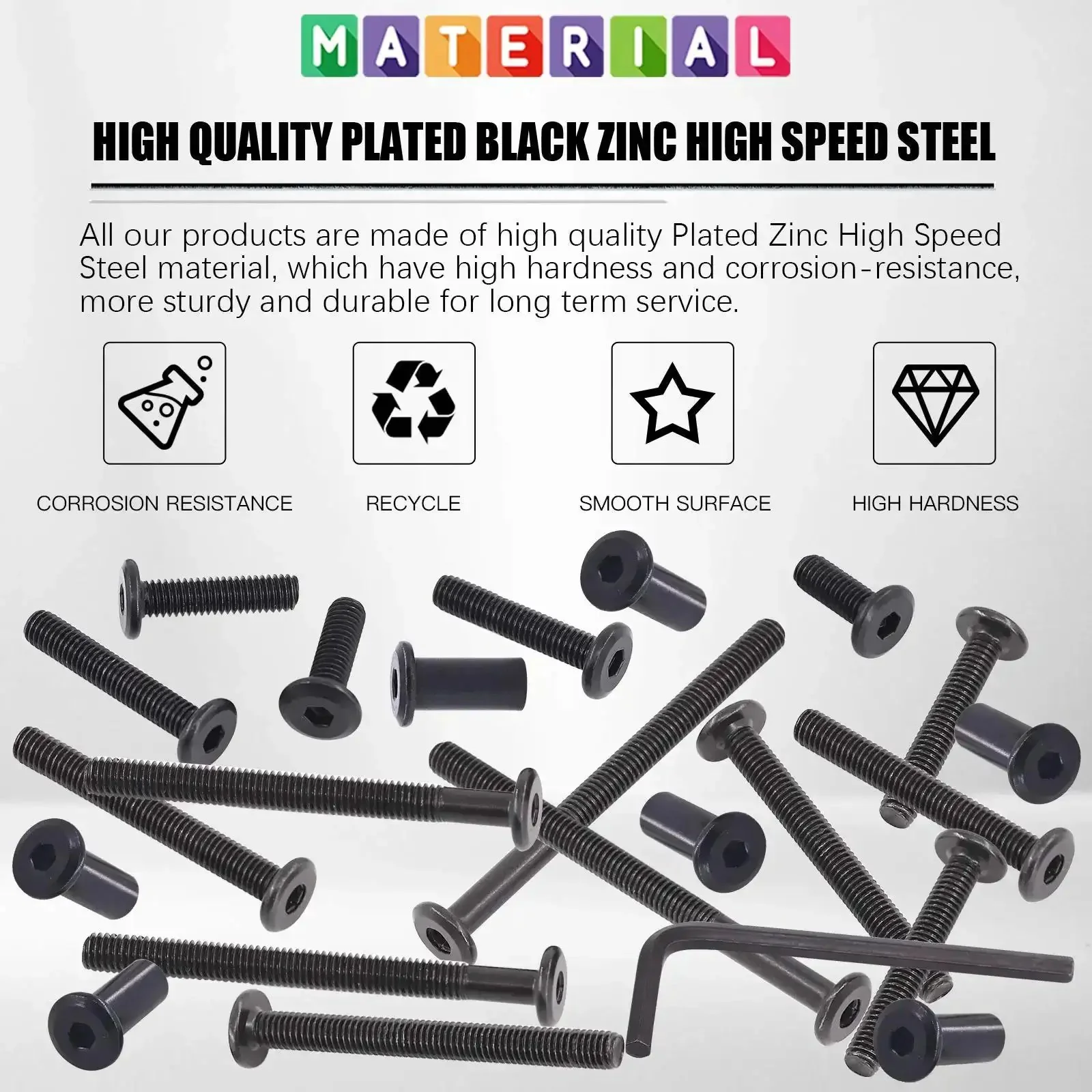 M6 Hex Socket Cap Bolts Kit With 16 To 80mm Sizes 141Pcs Black Countersunk Furniture Hardware Set Including Barrel Nuts And Allen Wrench For Chairs Tables Cabinets Durable And Built To Last - Image 6