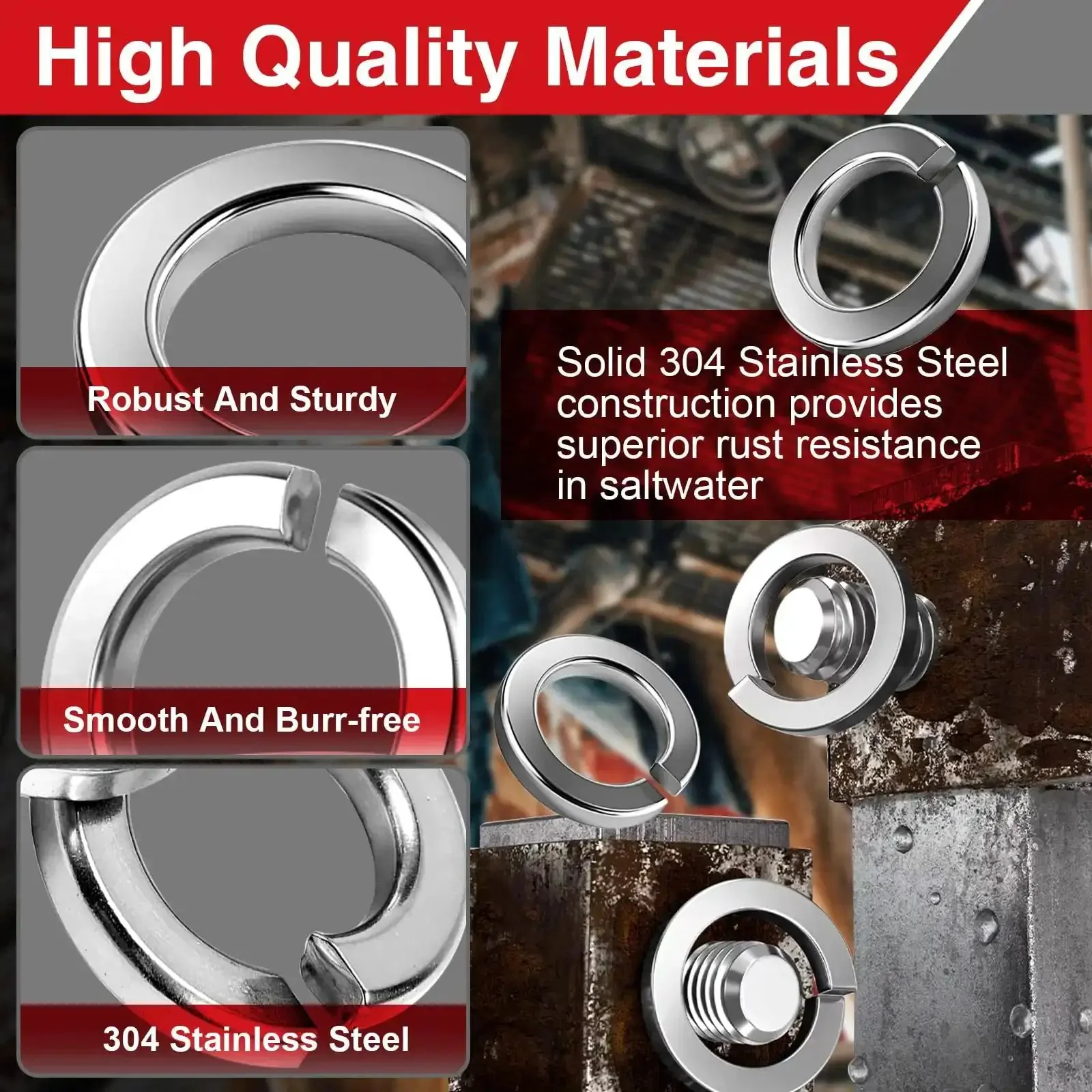 M6 Stainless Steel Split Lock Washers 50 Pack, Tough Anti Loosening Spring Gaskets for Bolts Nuts and Screws, Precise 6mm Inner Diameter, 10mm Outer Diameter, 1.6mm Thick, Silver - Image 5