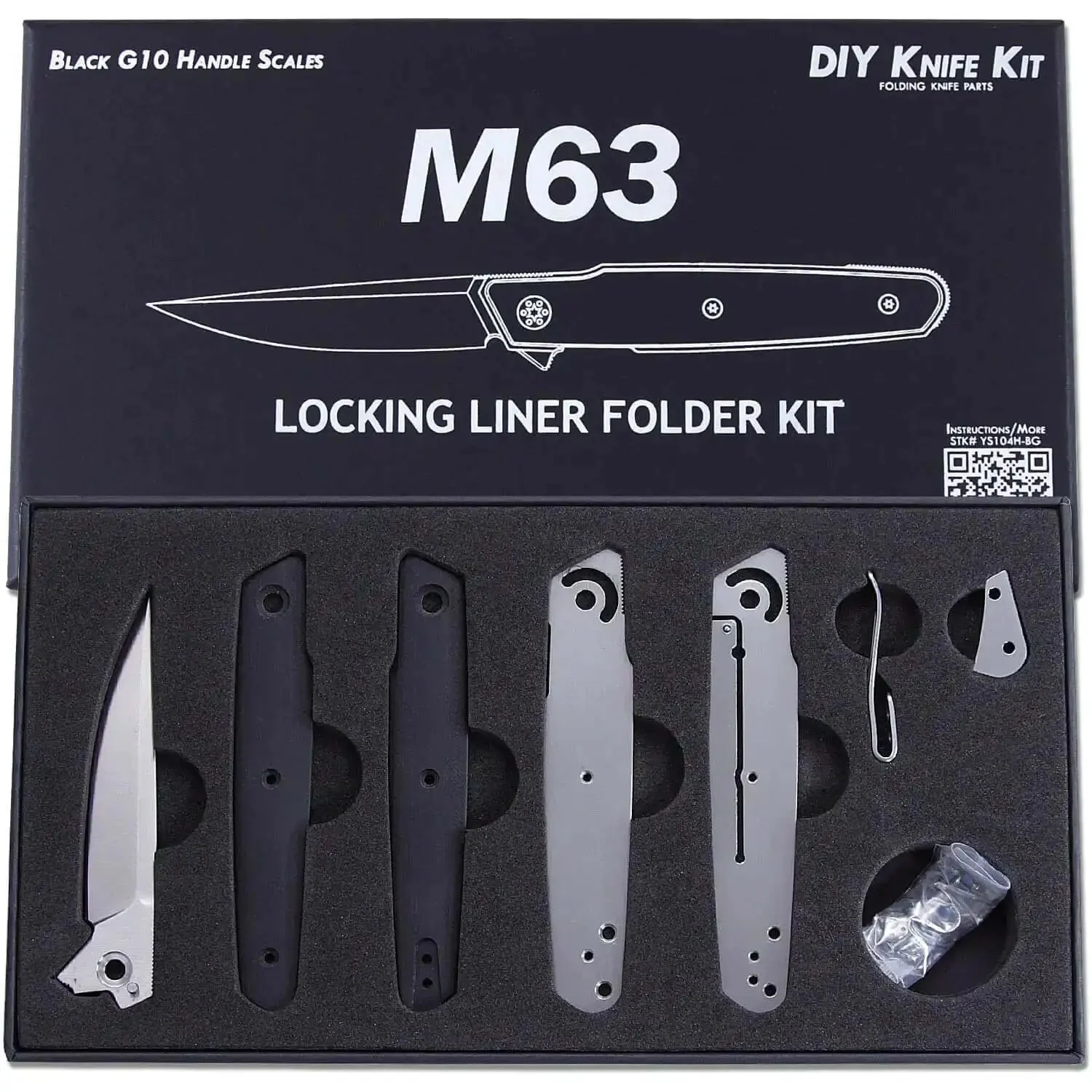 M63 DIY Folding Knife Kit With Dual Bearing Flipper Parts Kit Black G10 Handle Scales Gift Box Included USA Design Beginner Friendly Pro Grade Feel For Hobbyists And Knife Makers