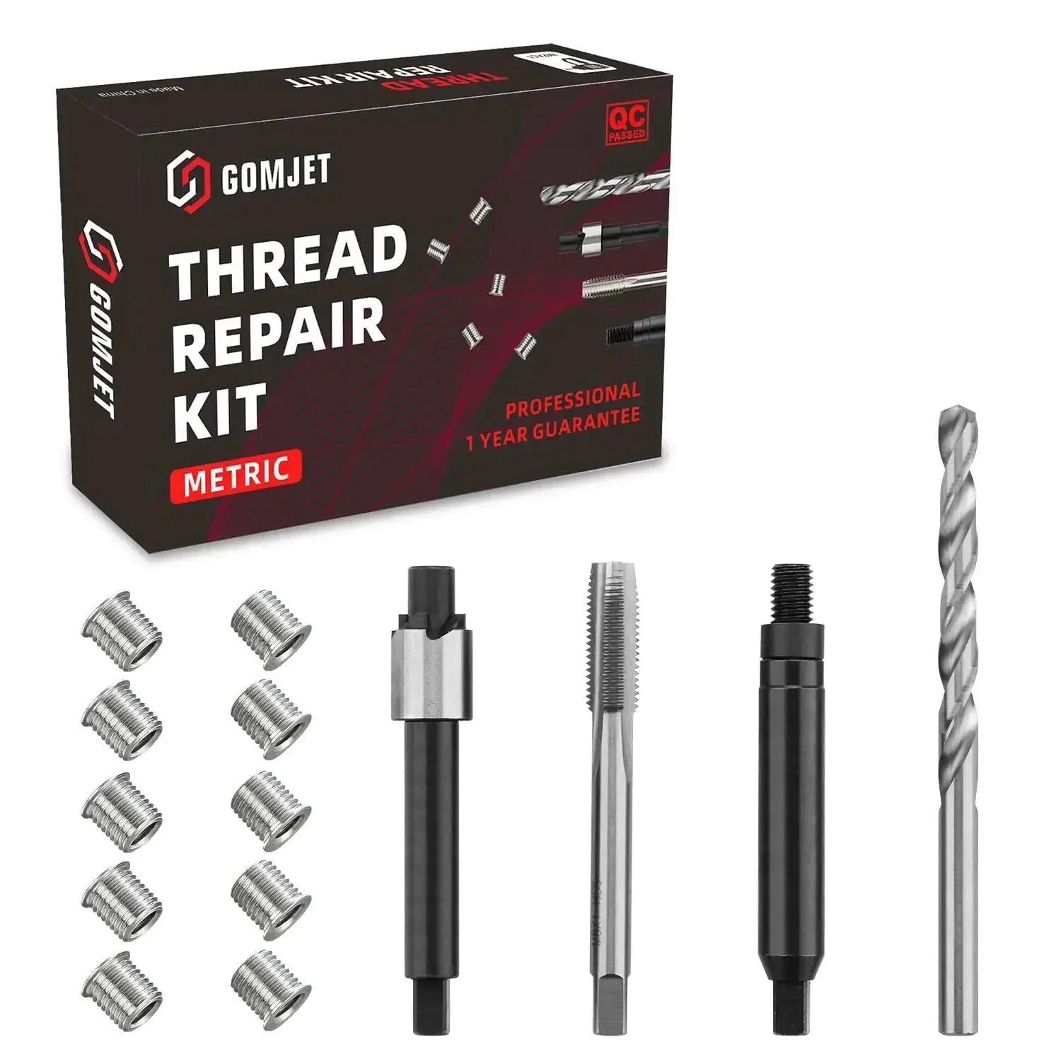 M6x1.0 Metric Thread Repair Kit With 9.4mm Stainless Steel Inserts Includes Counterbore Drill Tap Install Driver And 10 Pro Grade Inserts For Damaged Threads Ideal For Metal And Aluminum