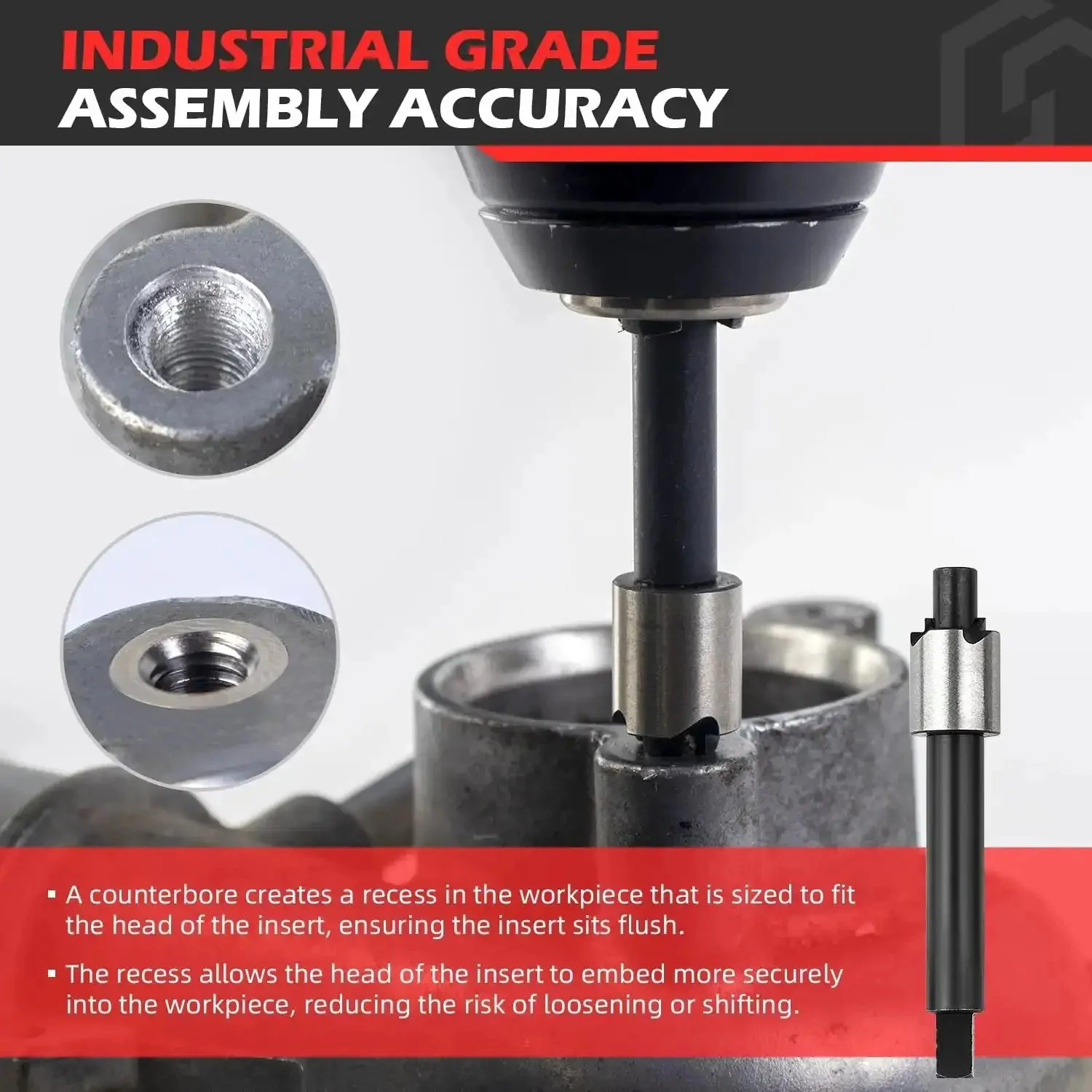 M6x1.0 Metric Thread Repair Kit With 9.4mm Stainless Steel Inserts Includes Counterbore Drill Tap Install Driver And 10 Pro Grade Inserts For Damaged Threads Ideal For Metal And Aluminum - Image 3