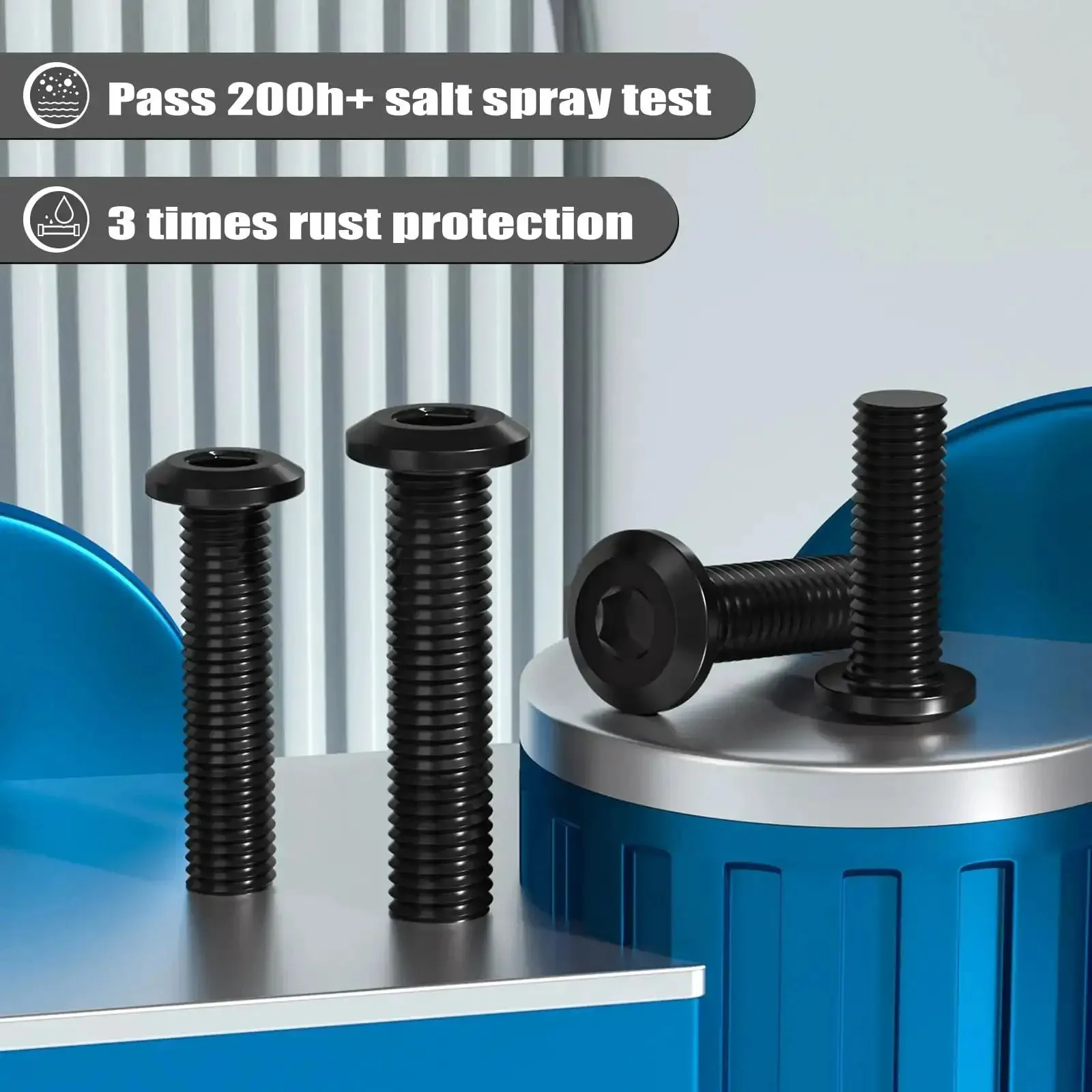M8 1.25 X 20mm Hex Socket Cap Screws 33 Pack Flat Head Full Thread 304 Stainless Steel Black Zinc Plated Hardware Built To Last 18-8 With Hex Spanner Heavy Duty Rust Resistant Fasteners For Metal And Wood - Image 5