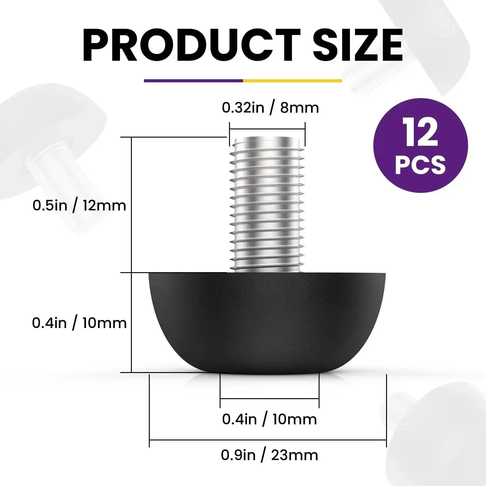M8 Adjustable Furniture Leg Set With 304 Stainless Steel Feet, 8mm X 1.25 Screw In Leveling Feet, Rock Solid Wobble Proof Floor Protectors For Table Chair Desk Cabinet, Outdoor Patio Use, 12 Pieces - Image 6