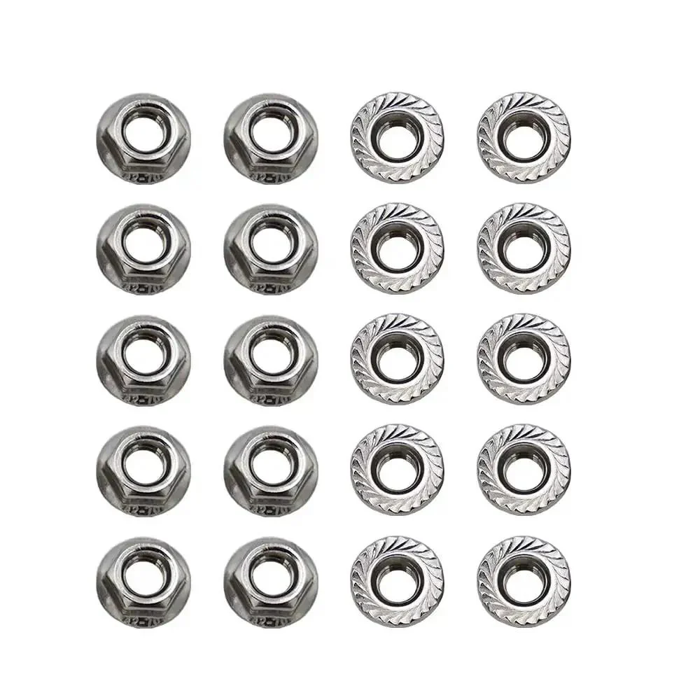 M8 X 1.25mm Serrated Flange Nuts DIN6923 304 Stainless Steel Full Thread Hex Lock Nuts 20 Pack For Industrial Construction And DIY Projects Heavy Duty Corrosion Resistant Fasteners - Image 3