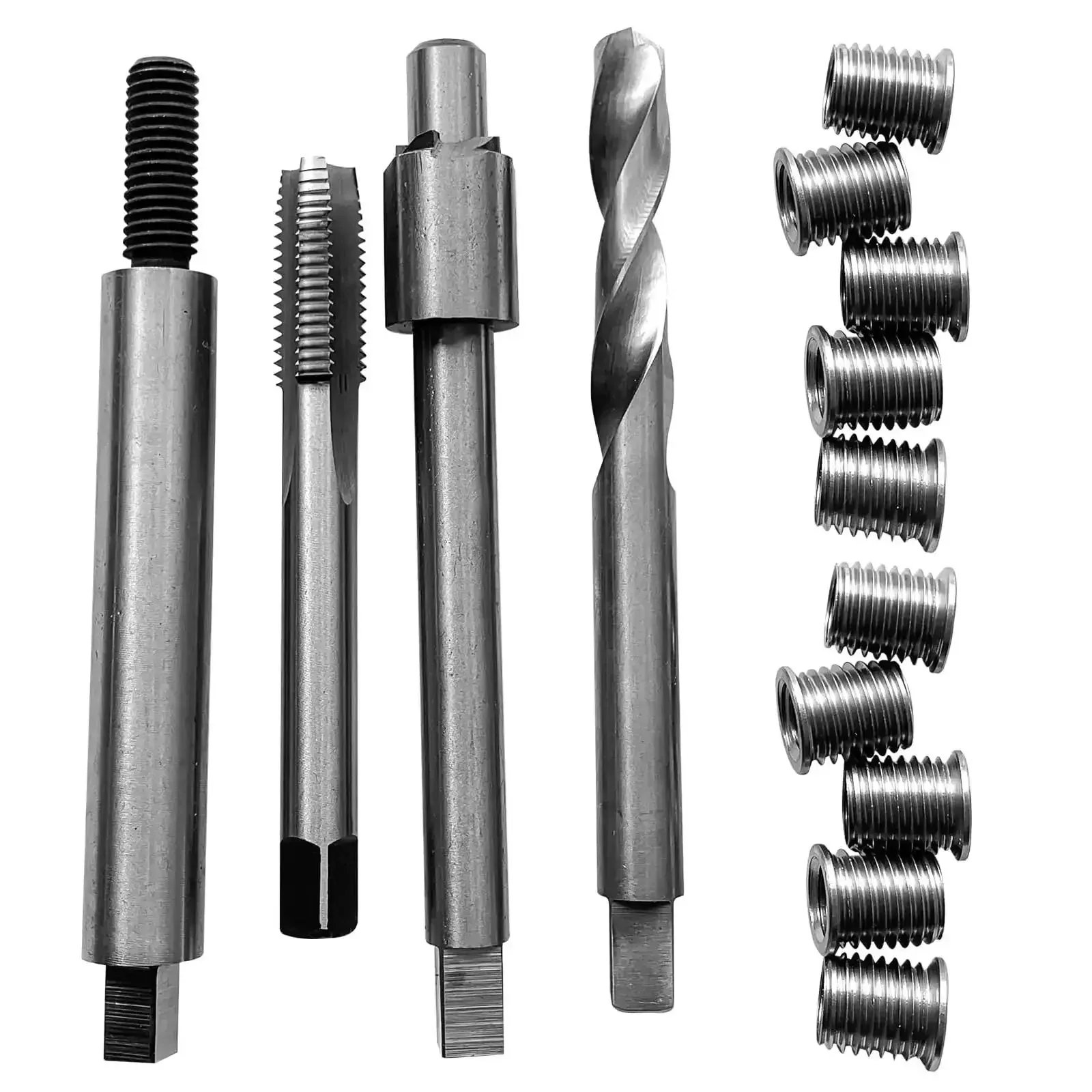 M8x1.25 Thread Repair Kit With 11.7mm Insert For Damaged Auto Threads And Internal Holes, Easy DIY Tool For Automotive Parts, Rebuild Stripped Threads, Works With Electric Drills, Pro Grade Heavy Duty Metal Repair Set