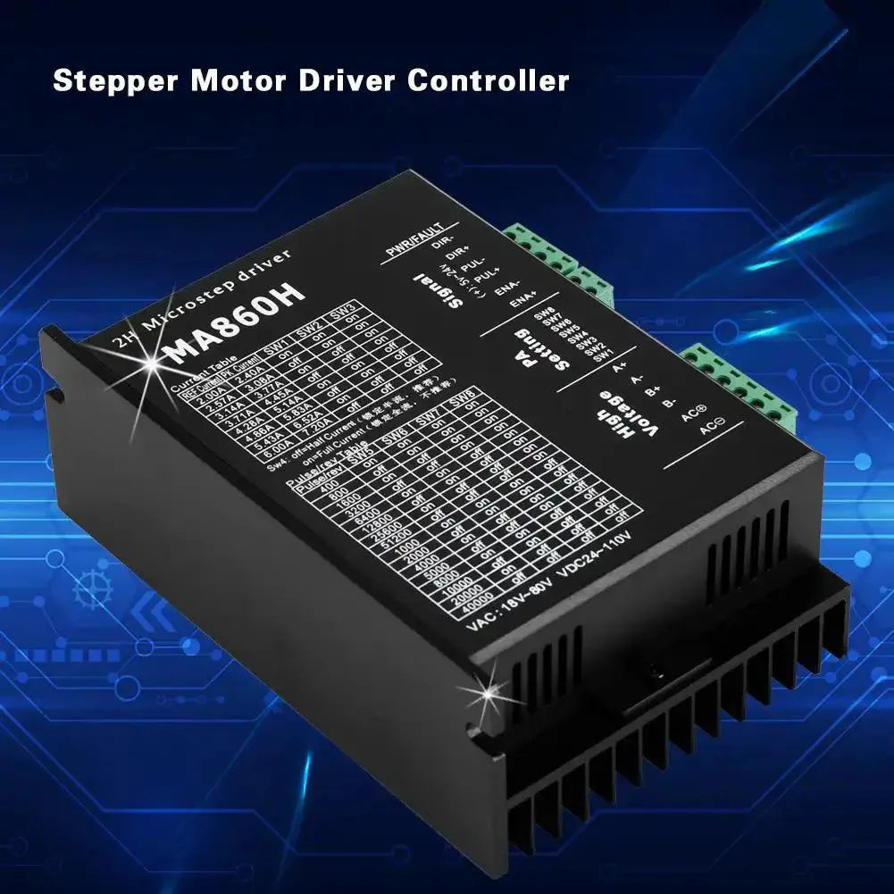 MA860H 200KHz Stepper Motor Driver Microstep Controller Module For 2 Phase 86 Motors Built For Easy Plug And Play Setup With Auto Adjustment TTL Compatible Optical Isolation Wide 18 To 80V AC Or 24 To 110V Power 7A Peak Protection - Image 5