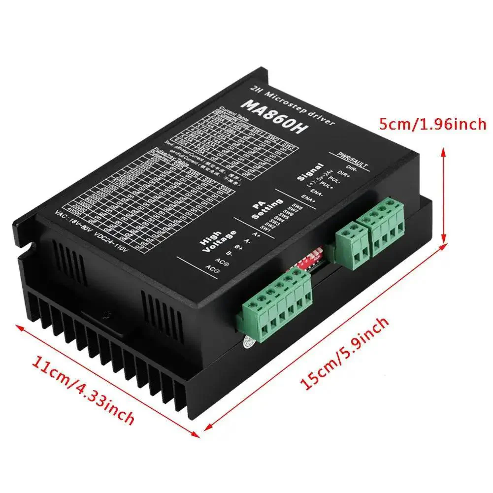MA860H 200KHz Stepper Motor Driver Microstep Controller Module For 2 Phase 86 Motors Built For Easy Plug And Play Setup With Auto Adjustment TTL Compatible Optical Isolation Wide 18 To 80V AC Or 24 To 110V Power 7A Peak Protection - Image 7