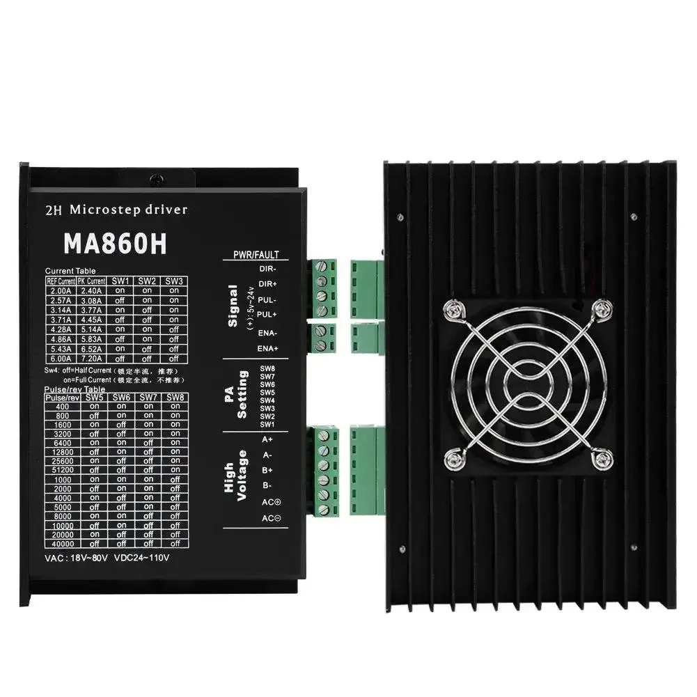 MA860H 200KHz Stepper Motor Driver Microstep Controller Module For 2 Phase 86 Motors Built For Easy Plug And Play Setup With Auto Adjustment TTL Compatible Optical Isolation Wide 18 To 80V AC Or 24 To 110V Power 7A Peak Protection - Image 8
