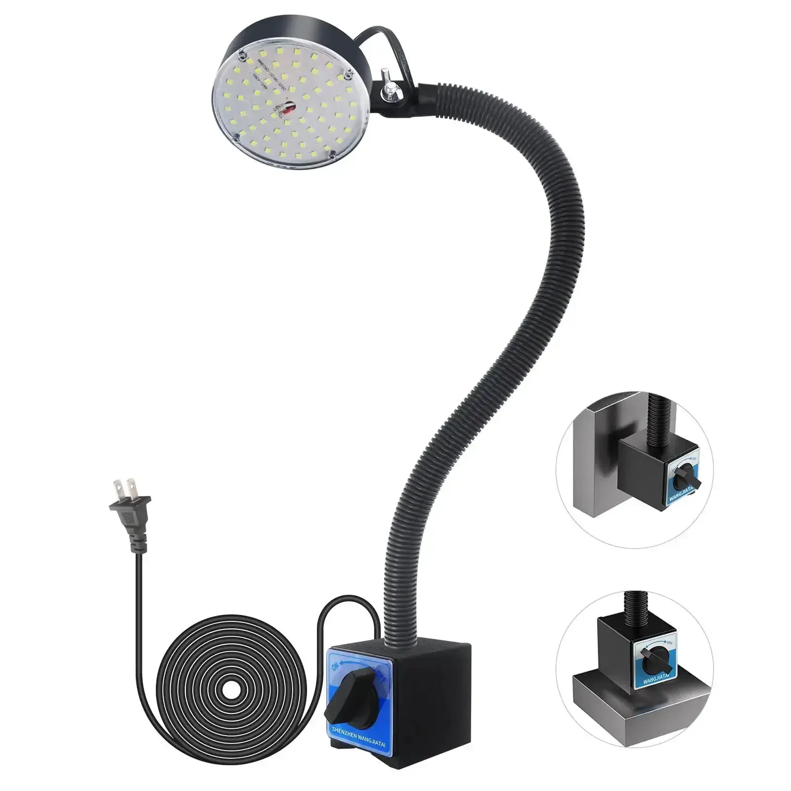 Magnetic 2000 Lumen LED Work Light With Flexible Base Ultra Bright Shop Tool Lamp For Lathe Workbench Sewing Machine And Bandsaw Ideal For Industrial Lighting And Precise Mechanical Work