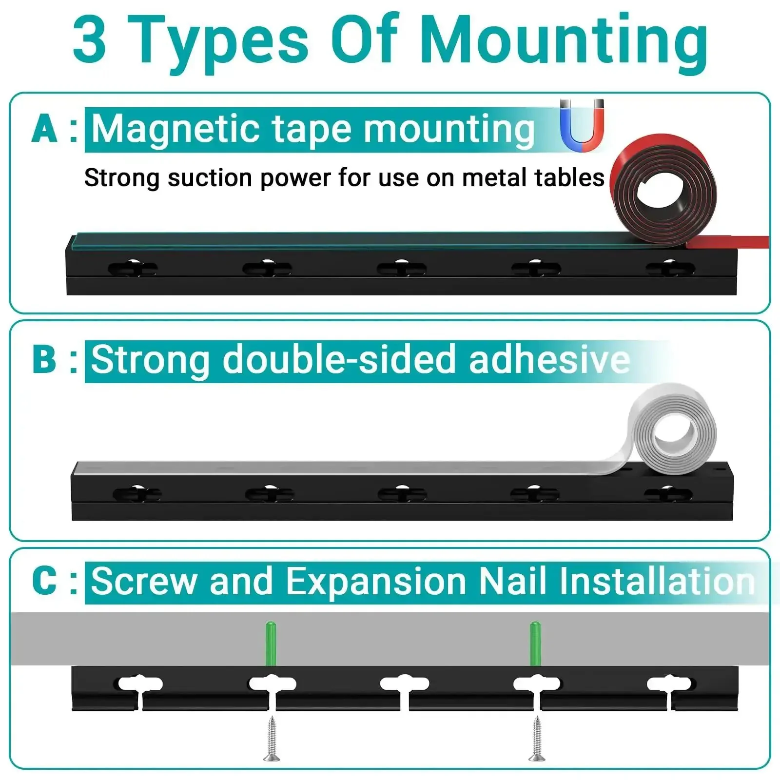 Magnetic Cable Management Raceway Kit Easy Install For Under Desk With Upgraded Aesthetic Large Hole For Thick Cables Cord Organizer For Computer Gaming Desk TV And Network Cables Keeps Cables Hidden And Neat 4 Pack Black - Image 3