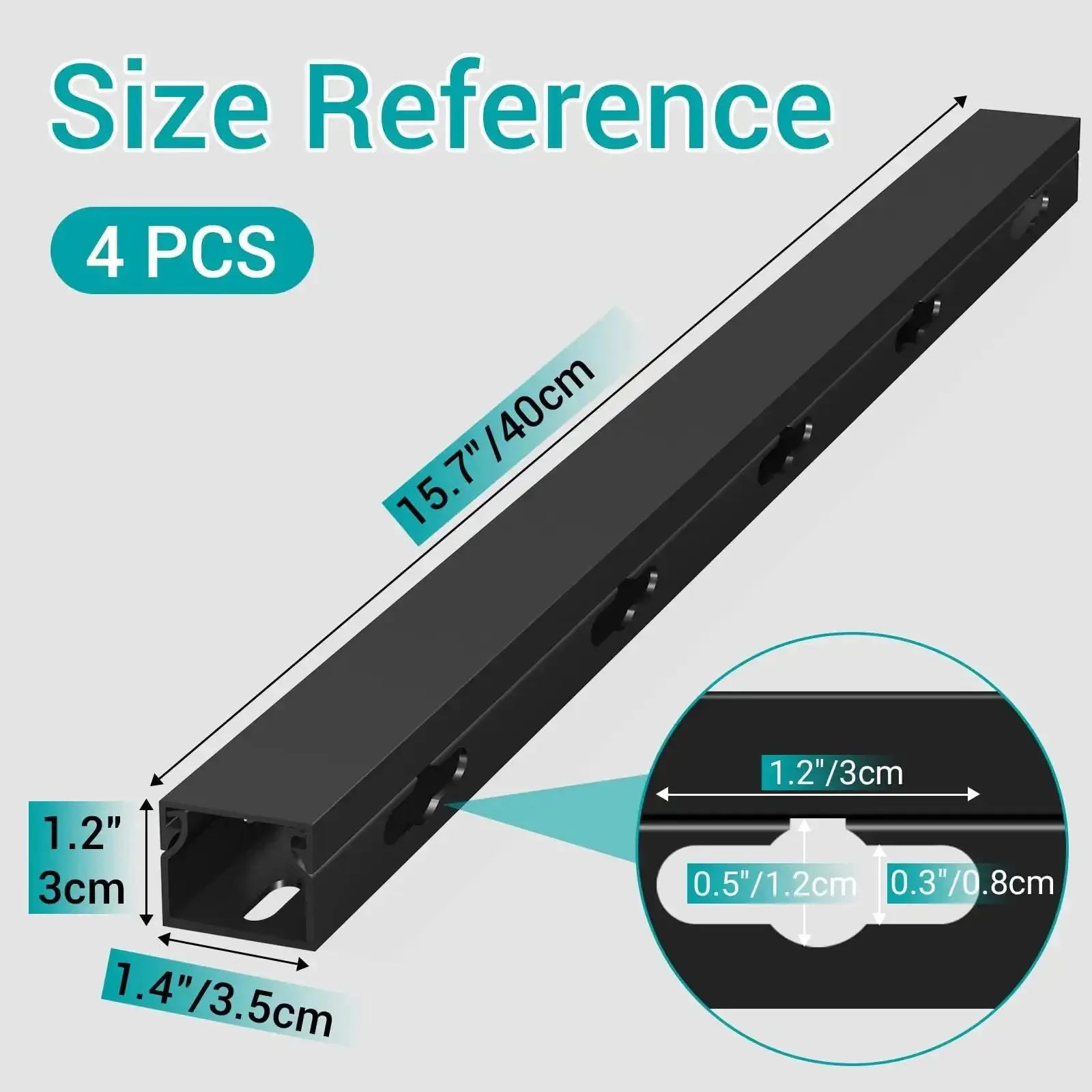 Magnetic Cable Management Raceway Kit Easy Install For Under Desk With Upgraded Aesthetic Large Hole For Thick Cables Cord Organizer For Computer Gaming Desk TV And Network Cables Keeps Cables Hidden And Neat 4 Pack Black - Image 7
