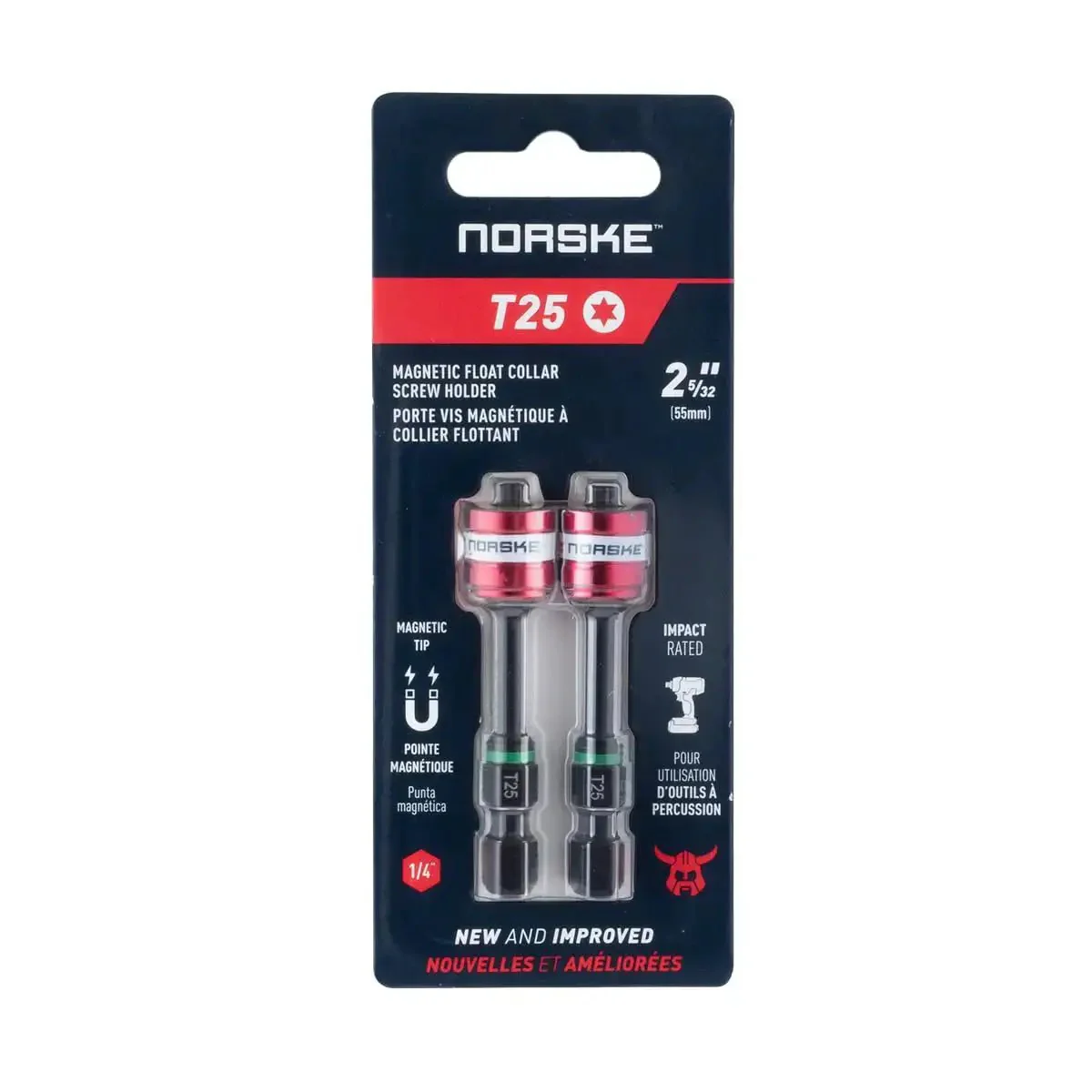 Magnetic Float Collar Screw Holder T25 2 Pack Carded Heavy Duty Workhorse Impact Rated Bit Holder For Quick One Handed Fastening Floating Magnet Flex Tech Torsion Zone Hardened S2 Steel Construction - Image 2