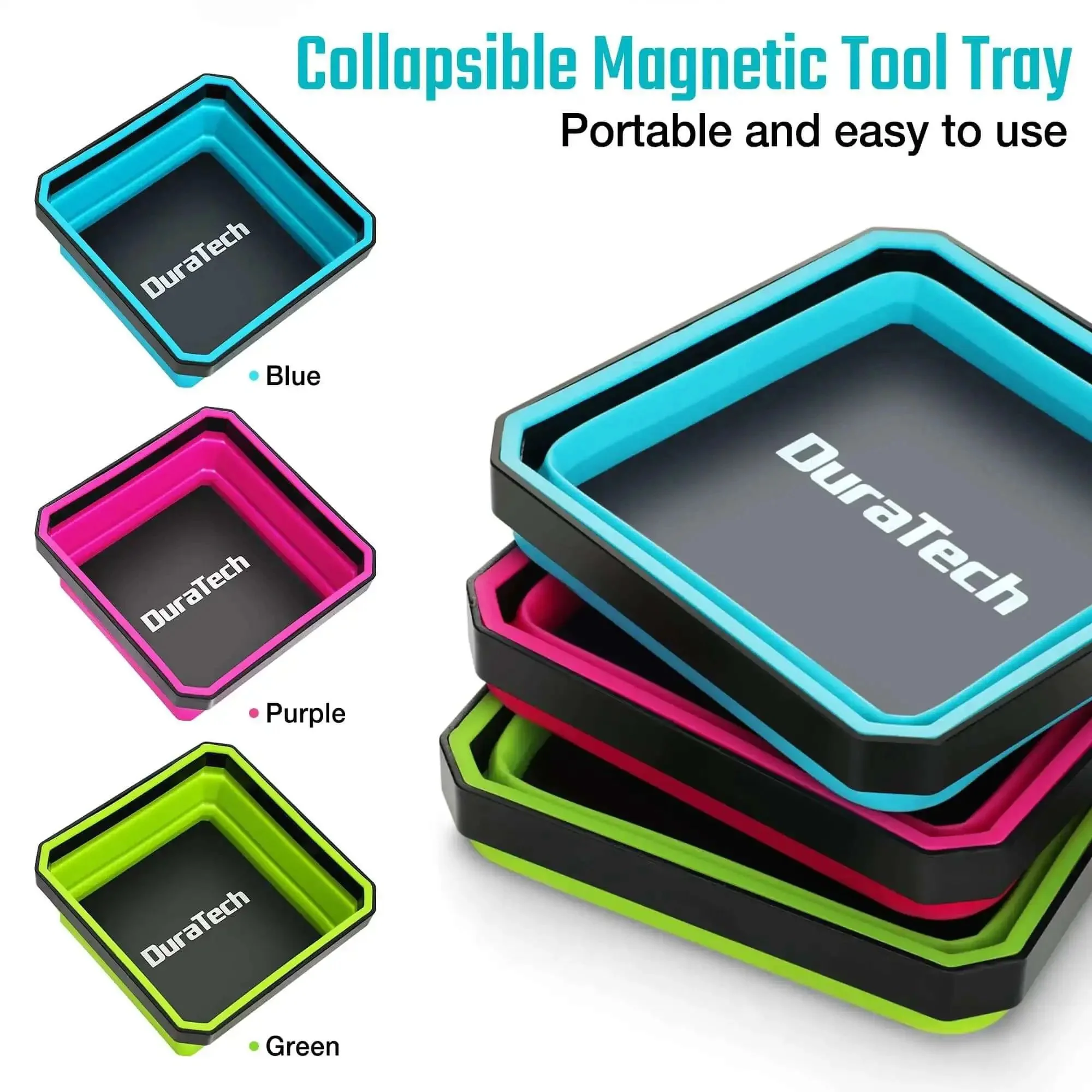 Magnetic Foldable Parts Tray Set, 3 Pack Collapsible Silicone Tool Trays With Double Sided Magnetic Base For Organizing Screws Bolts Nuts Washers Pins And Other Small Metal Parts - Image 4