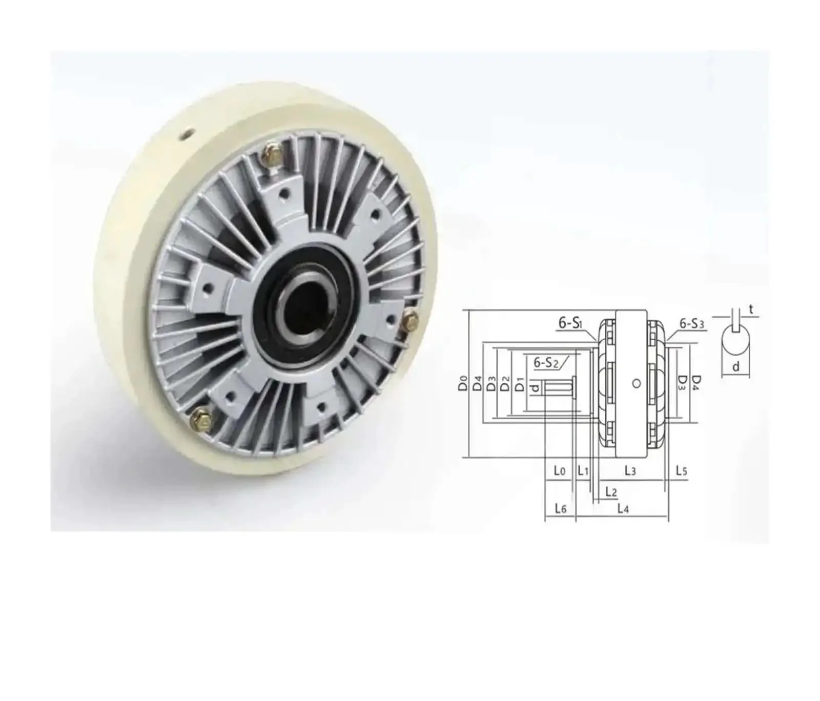 Magnetic Powder Brake With Hollow Shaft For Smooth Unwind And Tension Control, 12Nm Torque, 24V DC, 20mm Bore, 1000 RPM, 1.2 Kg Weight, Noncontact Torque Transmission For Low Wear And Precise Simulated Load - Image 2