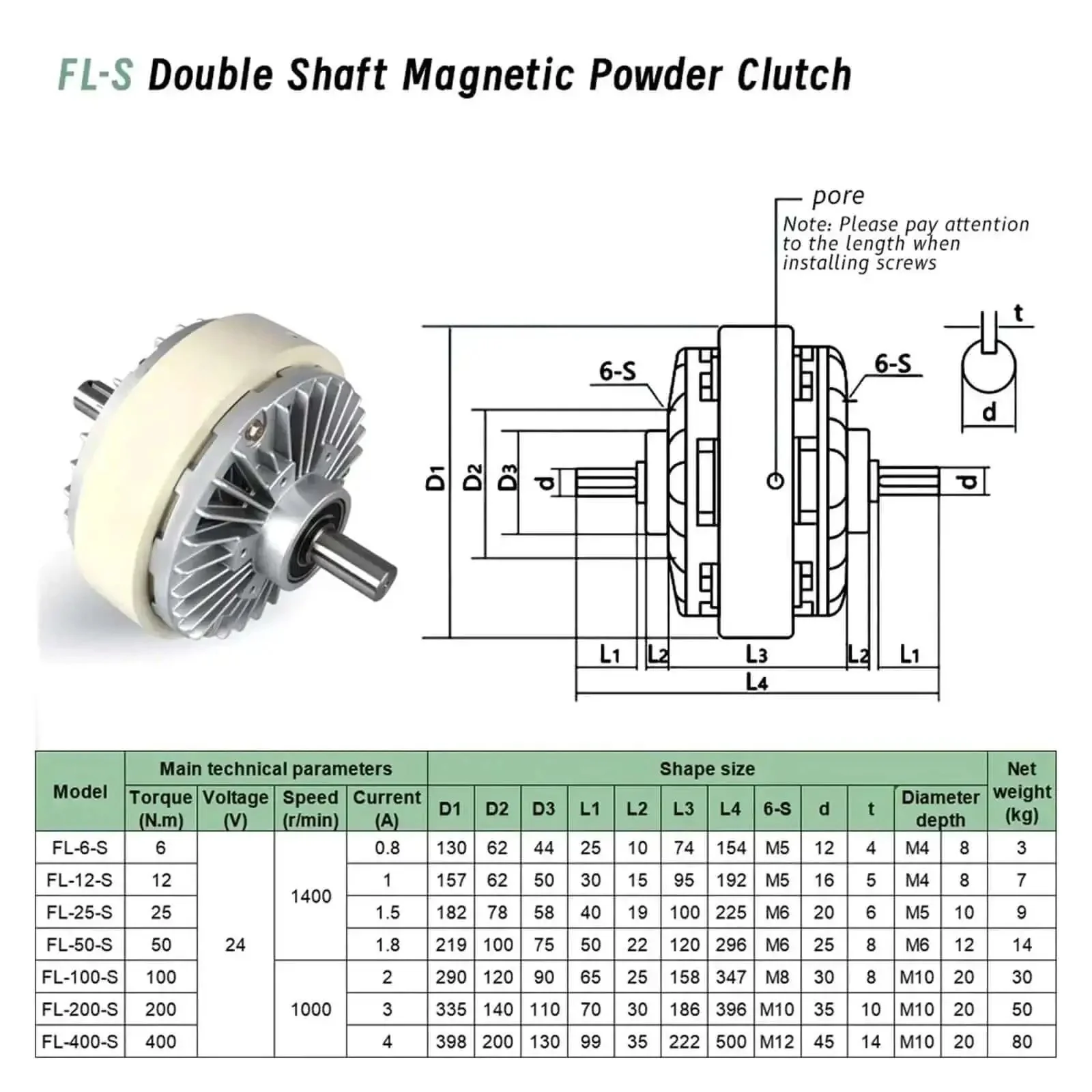 Magnetic Powder Clutch Brake Tension Controller Kit For Industrial Motors 6 12 50 100 Nm Torque 0.6 1.2 5 10 Kg Range DC 24V 1000 RPM Works With FL K TB 200S - Image 3