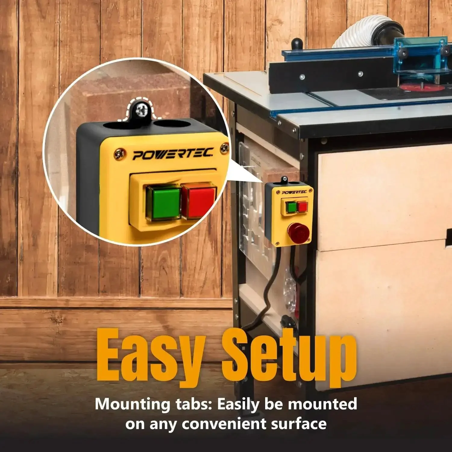 Magnetic Safety Switch With Emergency Stop For Table Saws Routers Drill Presses And Band Saws 120V 18A Magnetic Switch Box For EZ Mounting On Work Bench Or Tool Stand Prevents Restart After Outage And Upgrades Power Tool Safety - Image 3