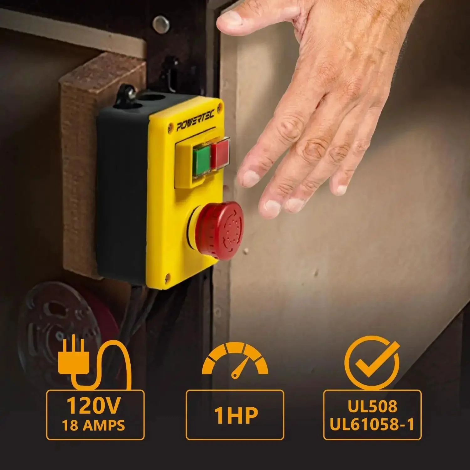 Magnetic Safety Switch With Emergency Stop For Table Saws Routers Drill Presses And Band Saws 120V 18A Magnetic Switch Box For EZ Mounting On Work Bench Or Tool Stand Prevents Restart After Outage And Upgrades Power Tool Safety - Image 7