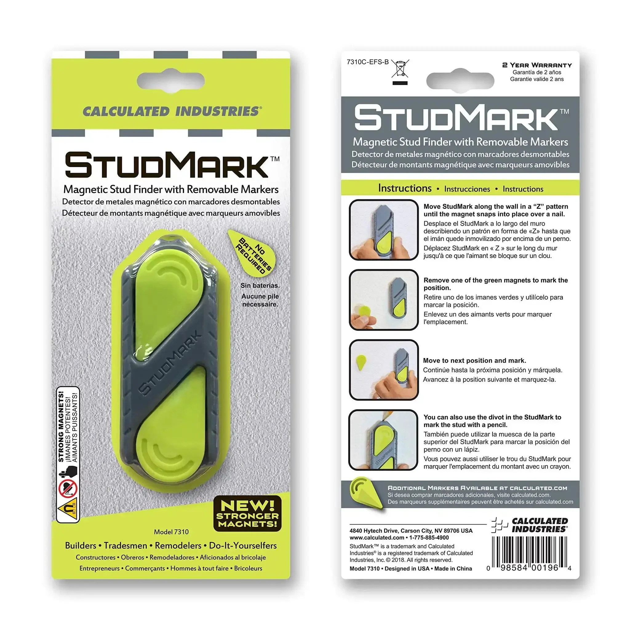 Magnetic Stud Finder With Two Removable Markers Lets You Mark Up To Three Stud Locations No Batteries Needed Updated 2020 With Stronger Rare Earth Magnets For Hands Free Detection Of Nails And Screws In Drywall - Image 12