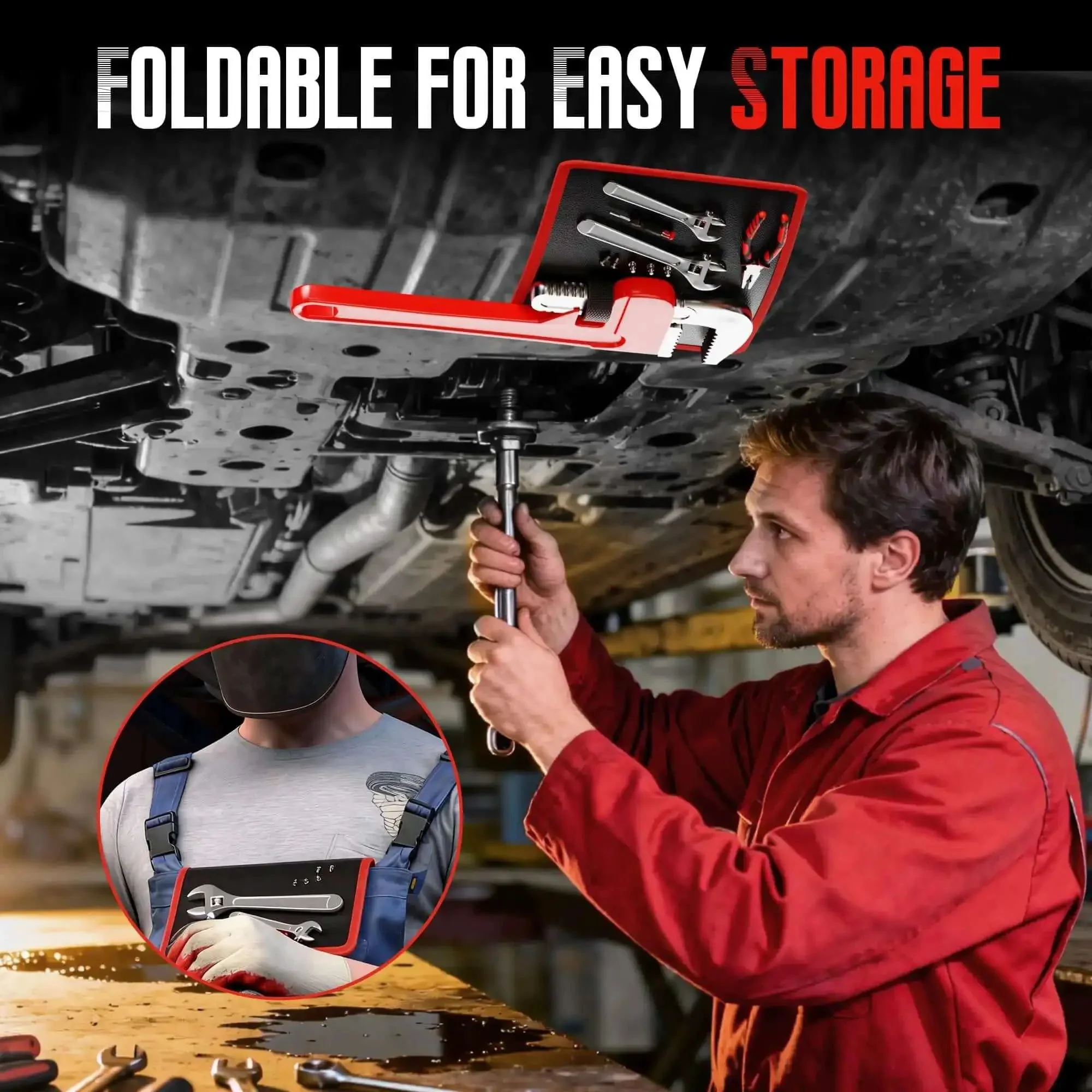 Magnetic Tool Mat 40-Lb Heavy Duty Magnetic Parts Holder Flexible Grip-Ready Non-Slip Tool Organizer With PVC Protection For Garage, Workshop And Auto Repair 9.8 By 12.9 Inches Red - Image 5