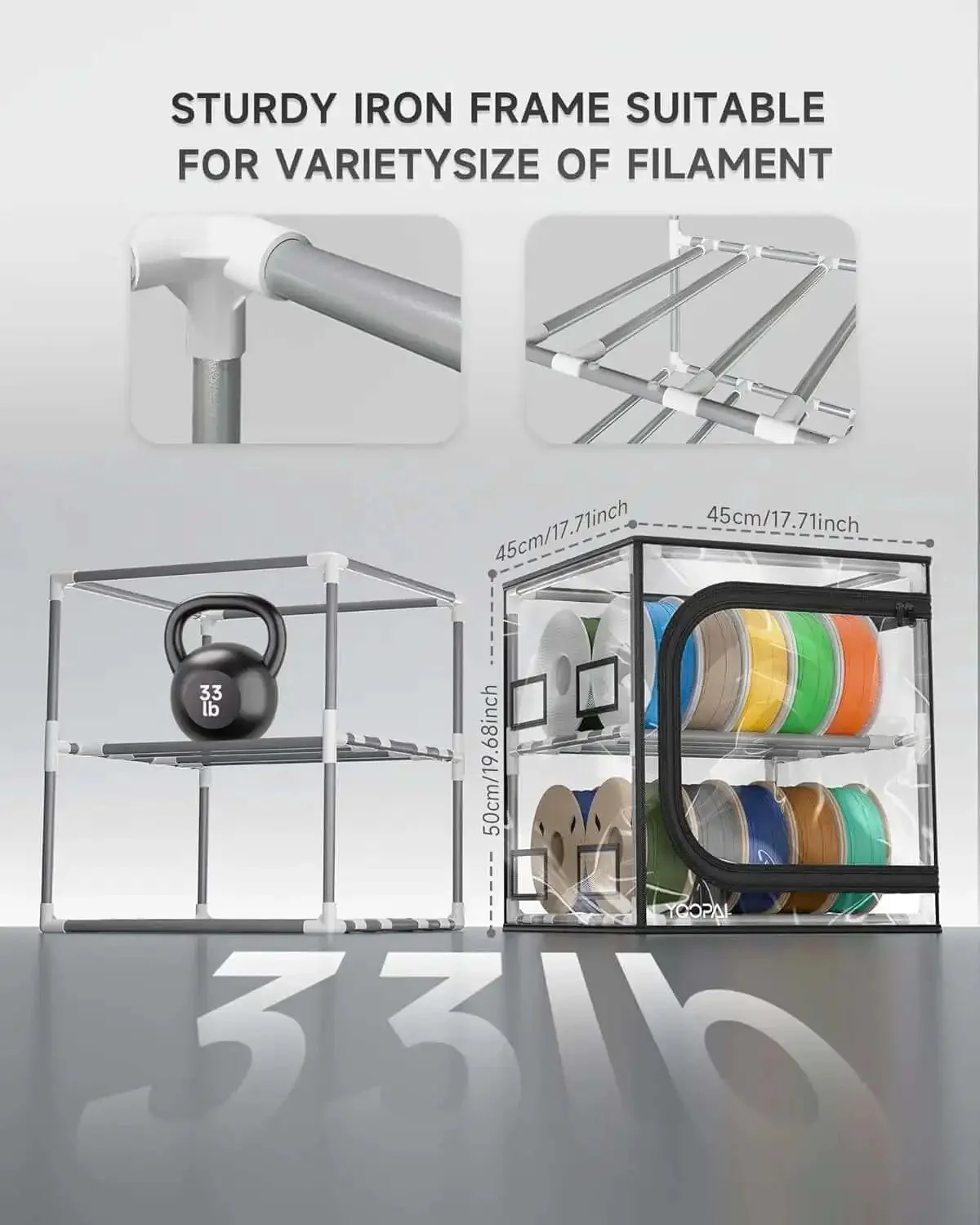 Maker Friendly Two Tier 3D Printer Filament Storage Rack With Transparent Cover Holds Up To 24 Rolls Of 1Kg Filament Sturdy Iron Frame Organizer For Home Workshop And Studio Filament Management Not A Drying Box - Image 6