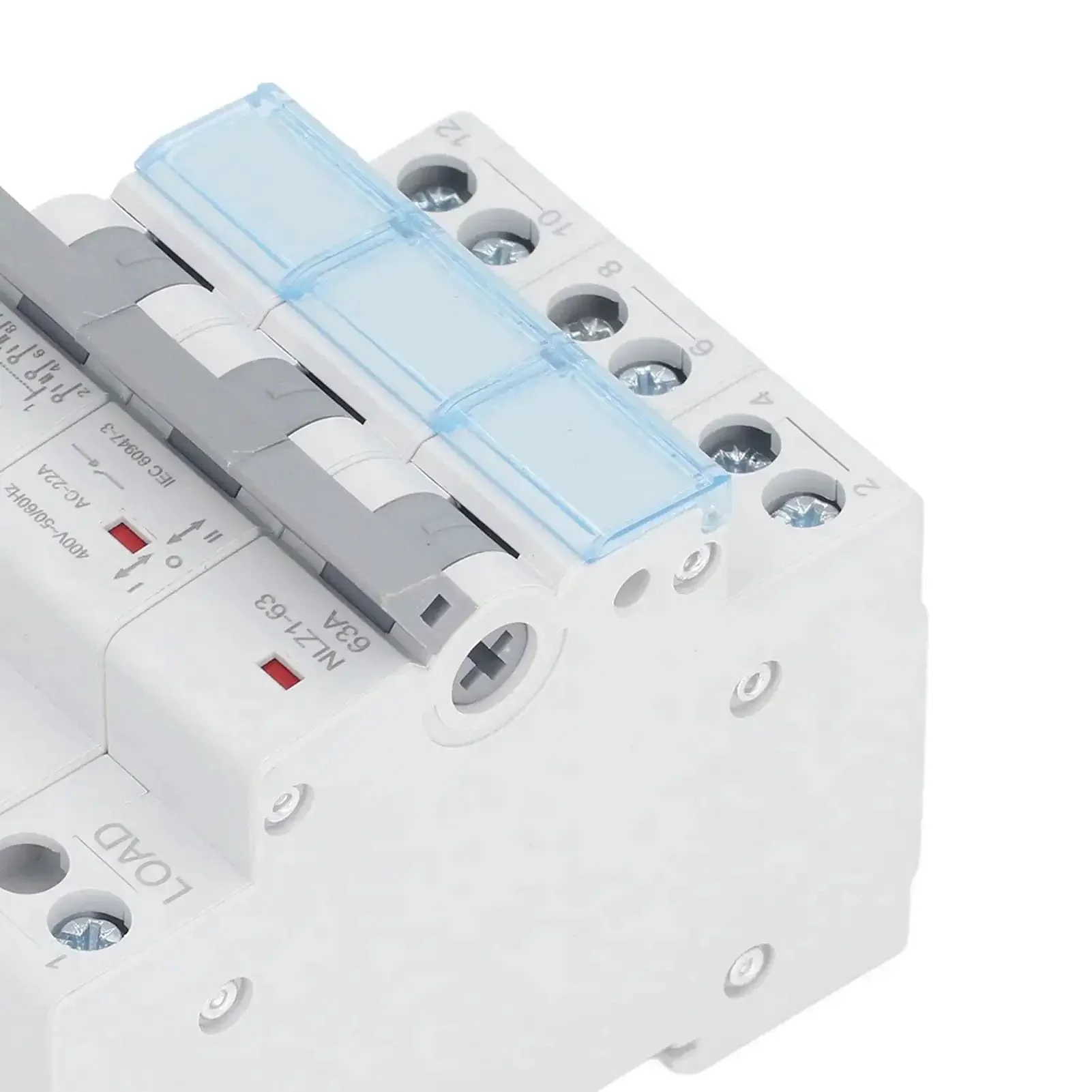 Manual Transfer Switch For 400VAC 63A 3 Pole DIN Rail Mount Isolating Circuit Breaker, IP20 Rated, Flame Retardant Silver, RV Ready, Dual-Circuit Interlock, Safe, Easy Power Transfer - Image 2