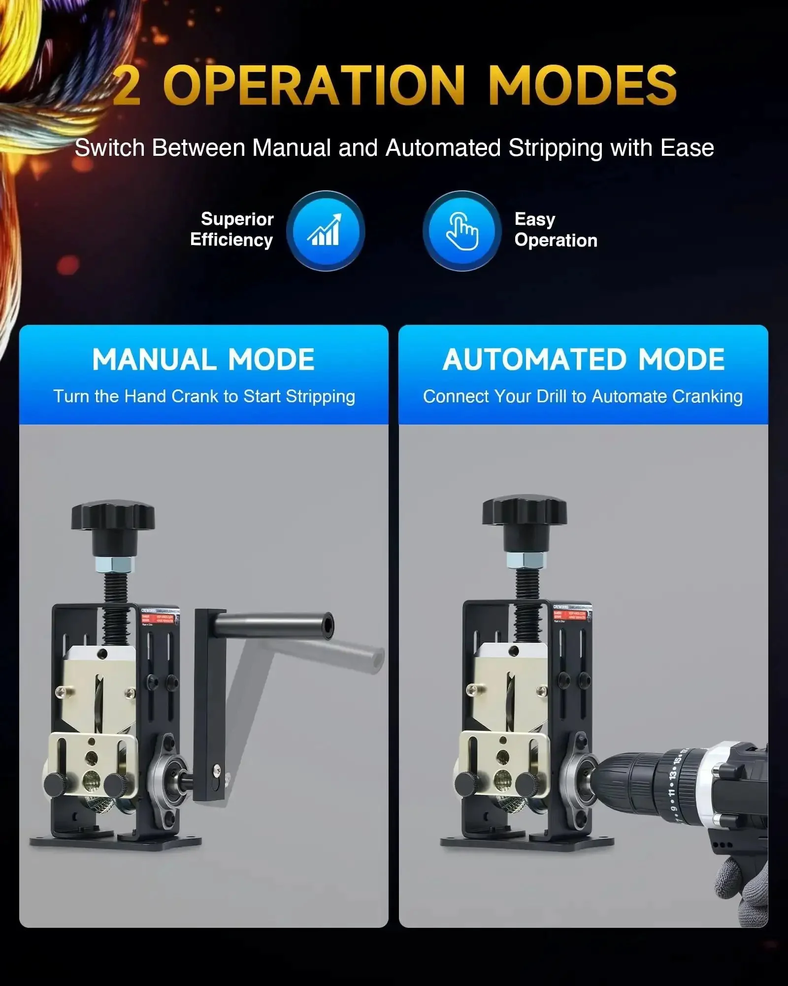 Manual Wire Stripper Machine For Drills, Fast Copper Wire Stripping Tool 0.06 To 1 Inch, Scrap Wire Recycler With Dual Feed Plates, Cable Stripper For Leftover Cables, Hand Crank Or Drill Powered, No Fuss - Image 9