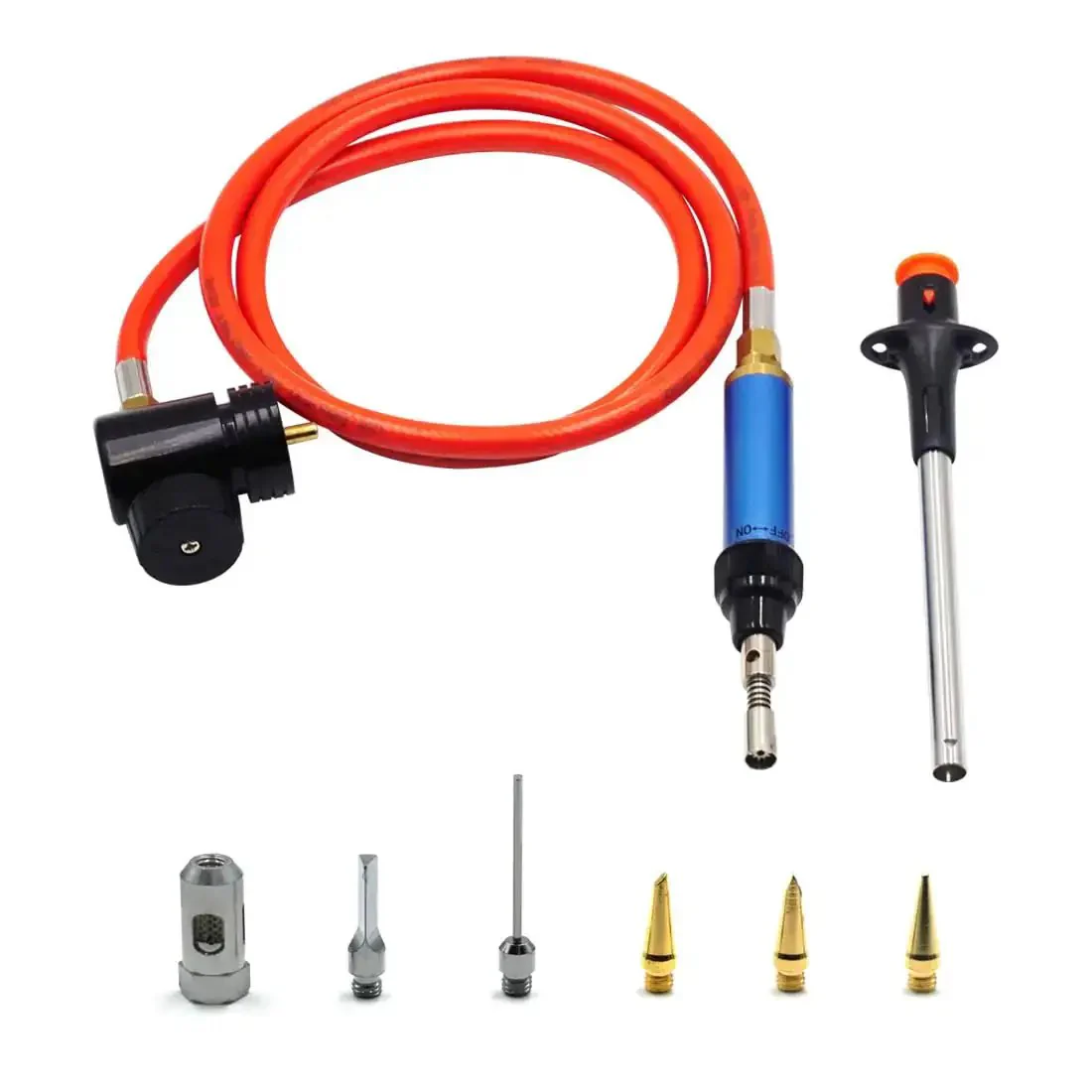 MAP And MAPP Gas Soldering Mini Pen Torch Kit With 3 Foot Hose 6 Replaceable Heads Piezo Igniter Free Flint Lighter Storage Box Portable Brazing And Jewelry Welding Torch For Jewelry Making And Metalwork - Image 3