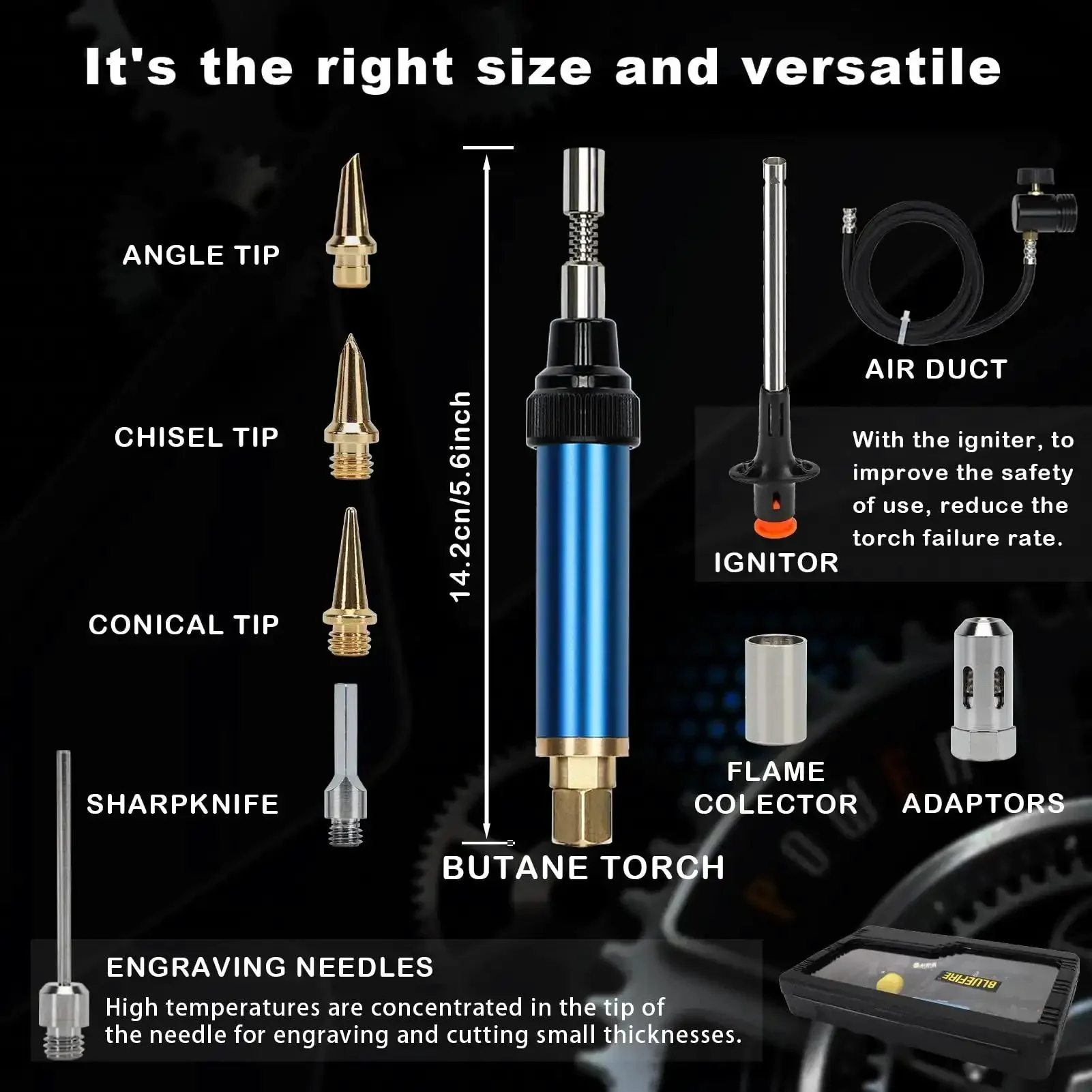 MAP And MAPP Gas Soldering Mini Pen Torch Kit With 3 Foot Hose 6 Replaceable Heads Piezo Igniter Free Flint Lighter Storage Box Portable Brazing And Jewelry Welding Torch For Jewelry Making And Metalwork - Image 9