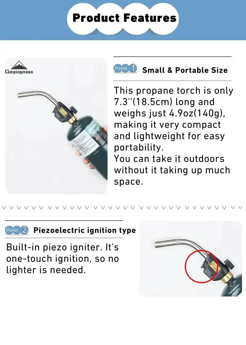 MAP Gas Propane Torch Head With CGA600 Connection, Adjustable Flame, Self Ignition, Heavy Duty High Heat Welding And Soldering Torch For Brazing, Heating, And Metalwork MT 5200 Compatible - Image 5