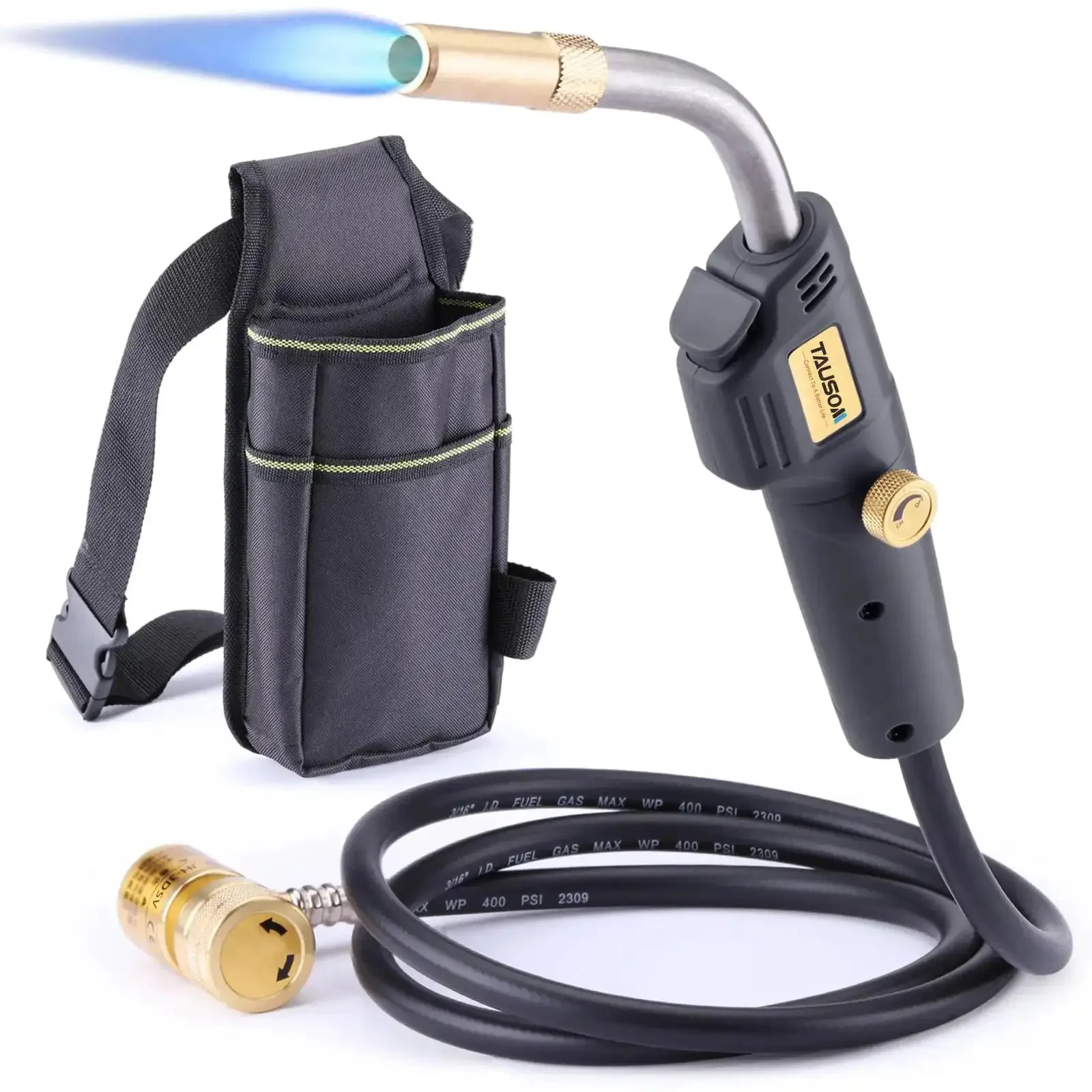 Map Gas Torch Kit With Holster, Adjustable Knob Trigger Start, And 4.9 Ft Hose For Safe Use In Tight Spaces, Ideal For Brazing, Soldering, Welding, Plumbing And HVAC Projects