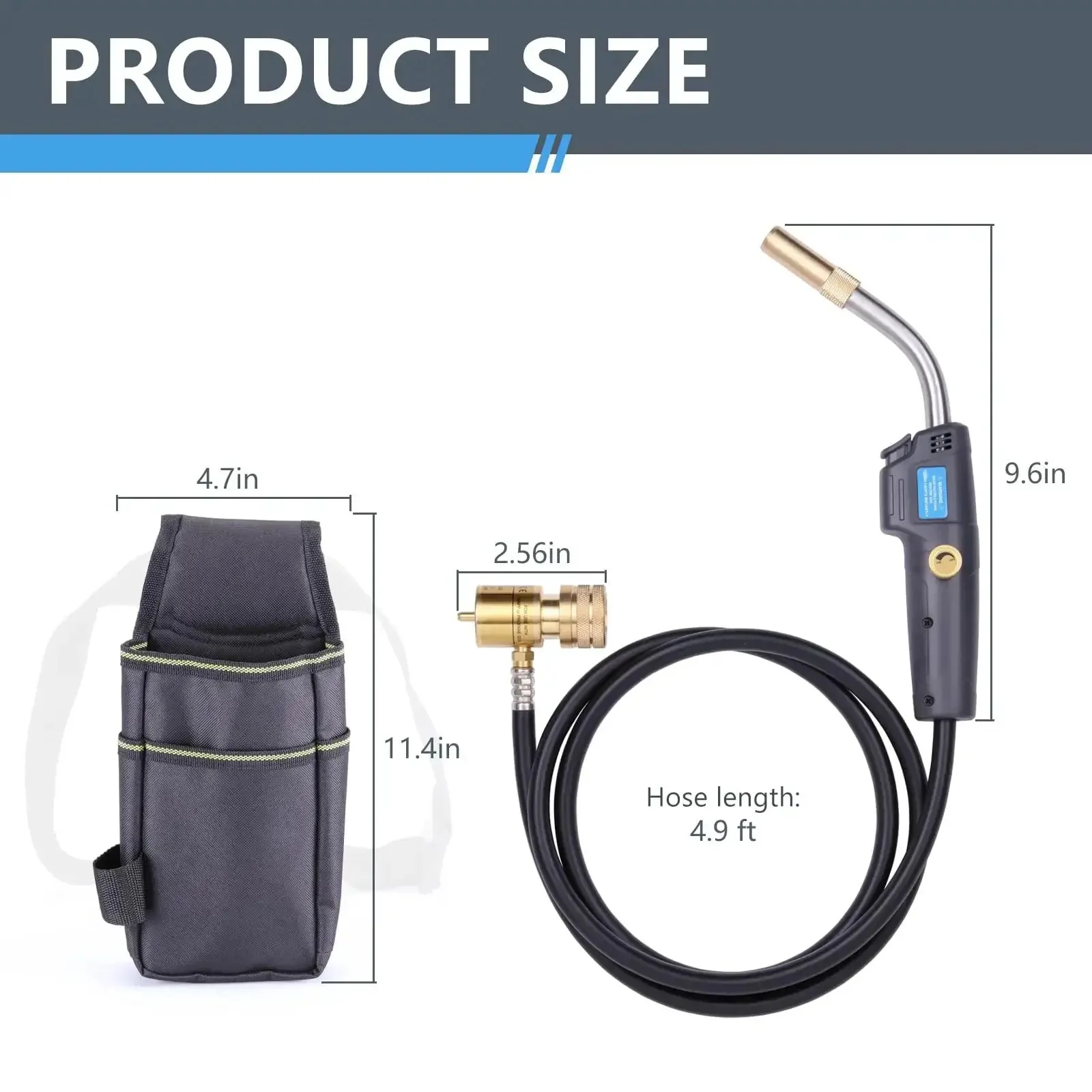 Map Gas Torch Kit With Holster, Adjustable Knob Trigger Start, And 4.9 Ft Hose For Safe Use In Tight Spaces, Ideal For Brazing, Soldering, Welding, Plumbing And HVAC Projects - Image 2