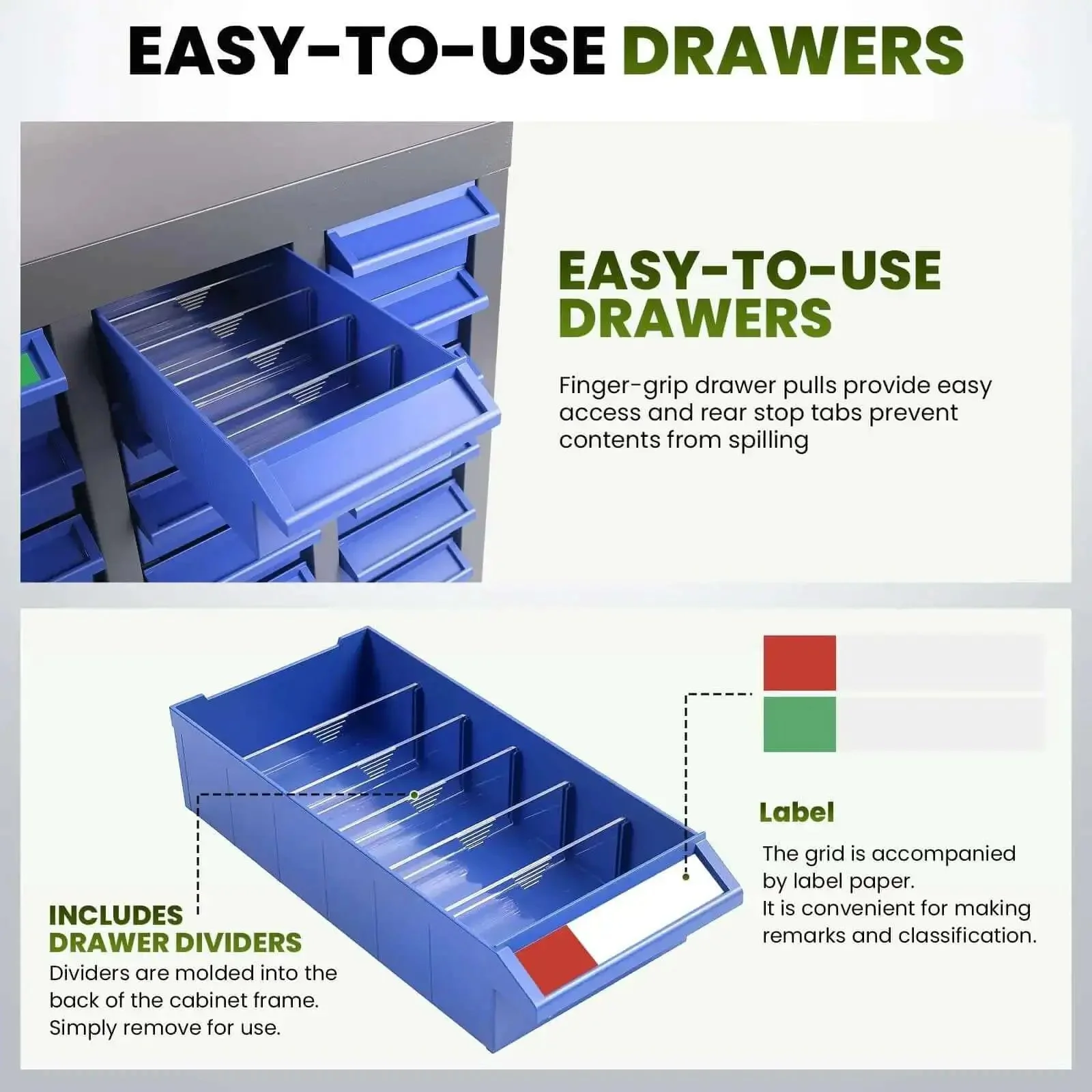 Massive 100 Drawer Grey ABS Parts Cabinet Built Tough With Adjustable Drawers For Electronics Small Parts And Hardware Heavy Duty Industrial Storage Locker For Workshop Garage And Office Use - Image 5