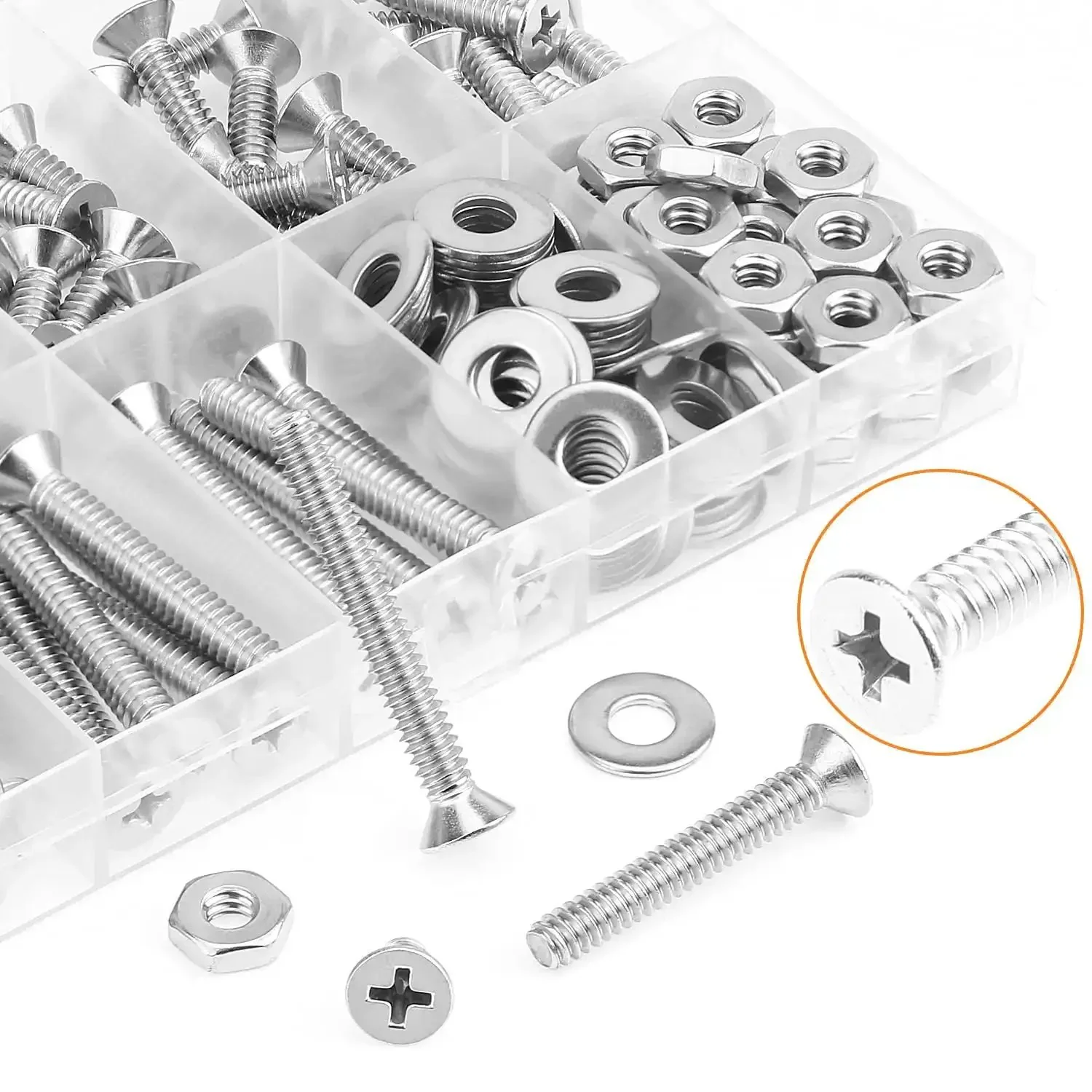 Massive 140 Piece Size 10 24 Phillips Countersunk Machine Screws Nuts And Washers Assortment Kit In 304 Stainless Steel Coarse Thread Fully Threaded For Do It Yourself Home Garage Projects - Image 6