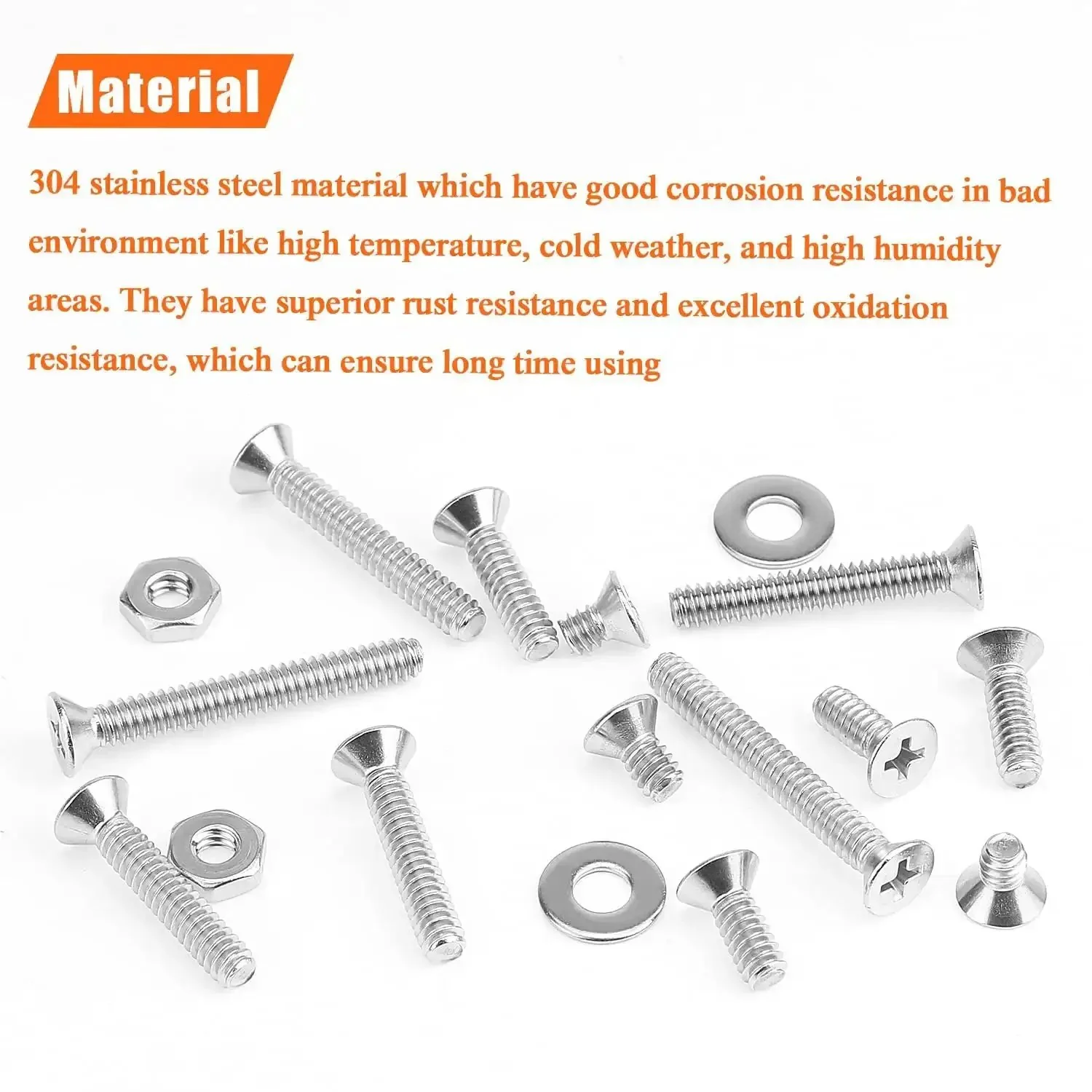 Massive 140 Piece Size 10 24 Phillips Countersunk Machine Screws Nuts And Washers Assortment Kit In 304 Stainless Steel Coarse Thread Fully Threaded For Do It Yourself Home Garage Projects - Image 8