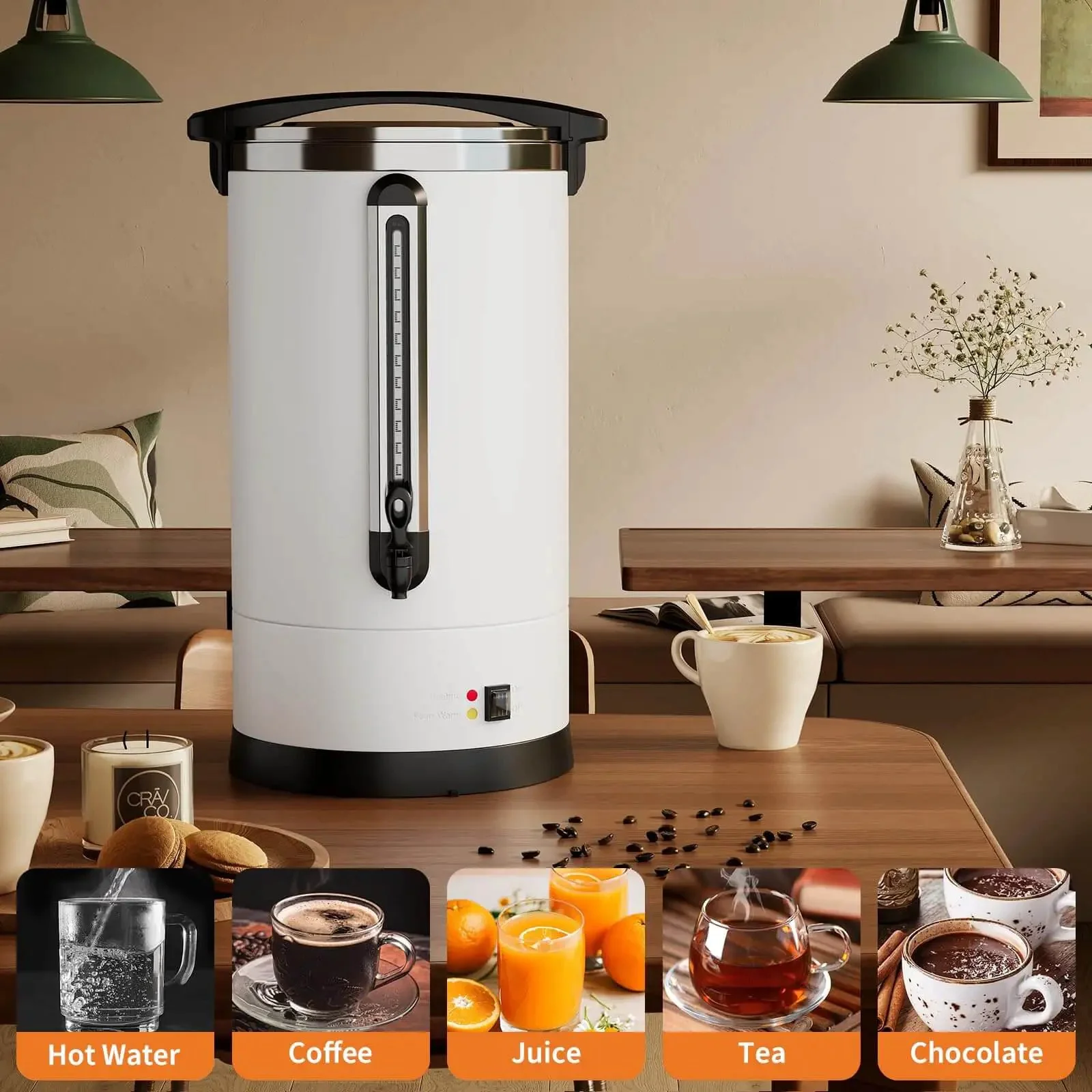Massive 14L Electric Coffee Urn Double Wall Stainless Steel Commercial Beverage Dispenser 4.8 Gallon Hot Coffee Percolator For Restaurants Catering Events And Home Use - Image 2