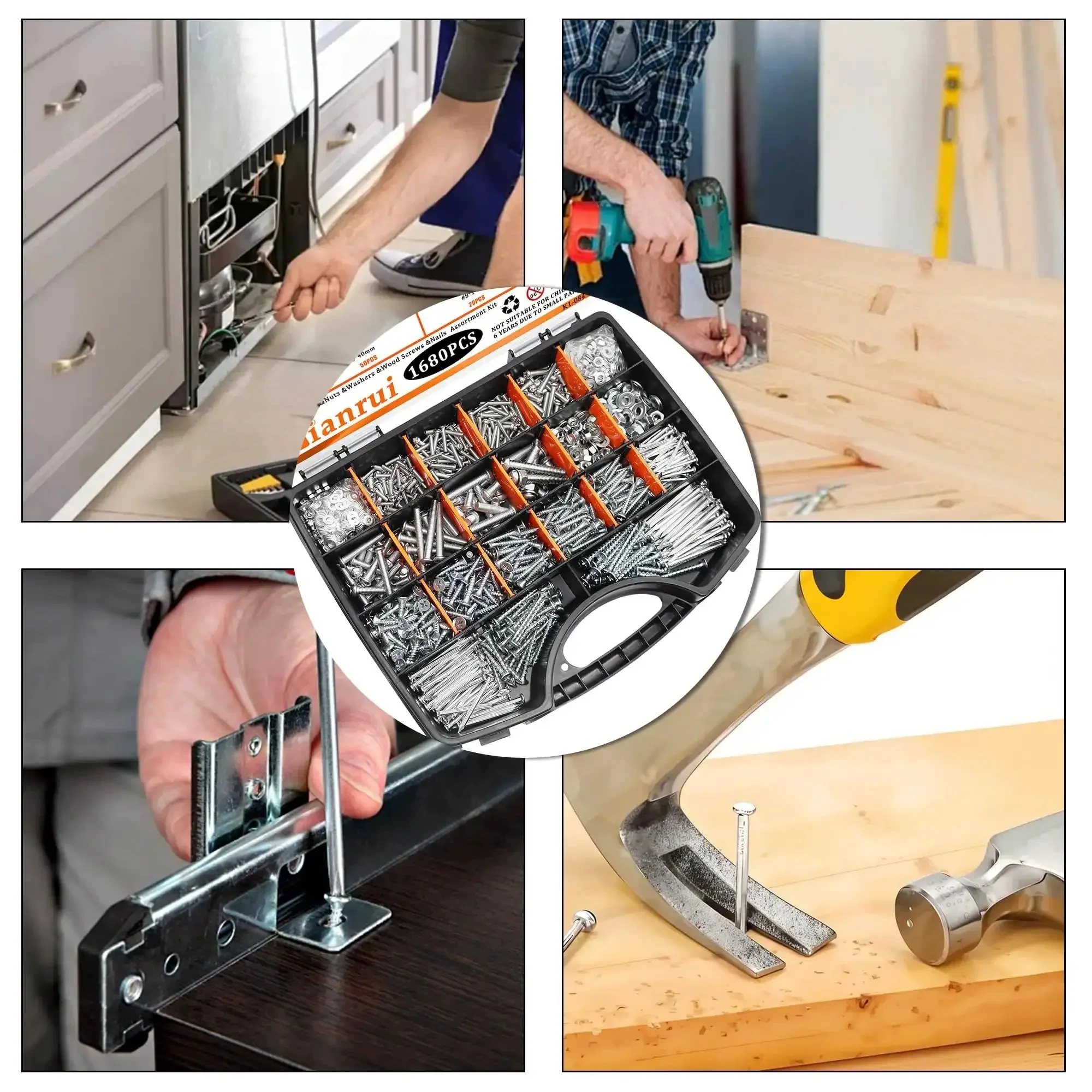 Massive 1680 Piece Nails And Screws Kit With Bolts And Nuts For DIY Home Projects, Includes M3 Through M6 Machine Screws, Picture Hanging Nails, Drywall Screws In Sizes Six And Eight, Half Inch To Two Inch Lengths, The Handy Repair Kit For Any Job - Image 2