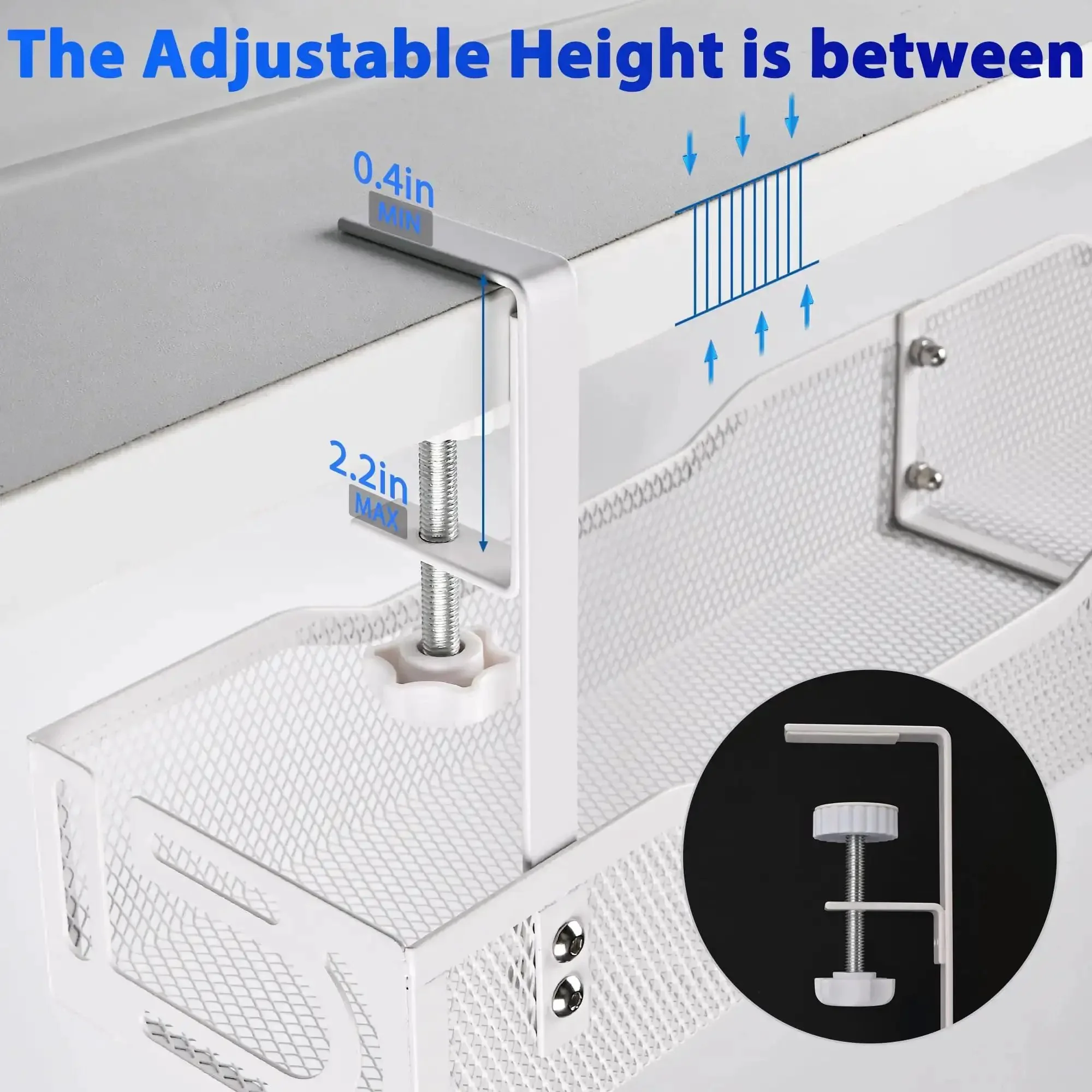 Massive 25 Point 3 Inch Under Desk Cable Management Box Clamp Mounted Cord Organizer Tray For Office And Home White Keeps Power Strips Surge Protectors Chargers And Messy Cables Hidden Tidy And Secure Under Desk Storage - Image 7