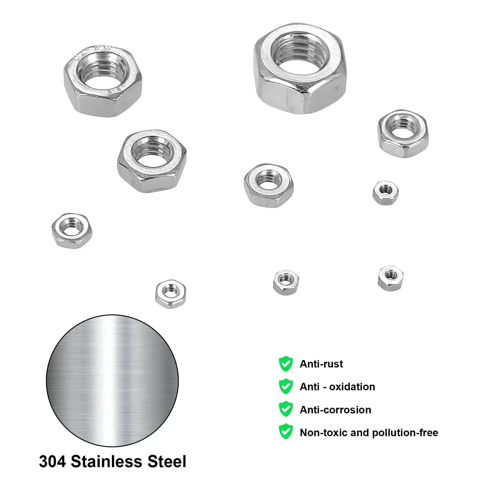 Massive 380Pcs Hex Nuts Set for DIY Projects, Metric M1 Through M6, 304 Stainless Steel 18-8 External Hex Nuts, Assorted Kit for Screws and Bolts, Durable, Corrosion-Resistant, Easy Grip Hardware - Image 3