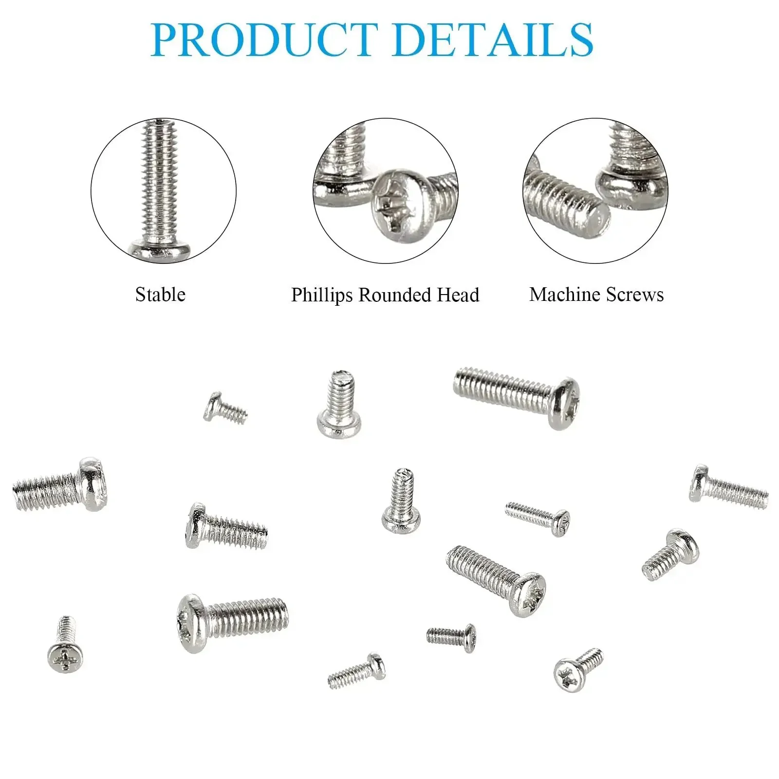 Massive 750 Piece Small Machine Screw Set M1.4 M1.6 M2 M2.5 M3 Phillips Pan Head Tiny Screws For Watch, Toy, And Electronics Repair Nickel Plated Carbon Steel Kit With 15 Sizes, 50 Pieces Each In Storage Bag - Image 6