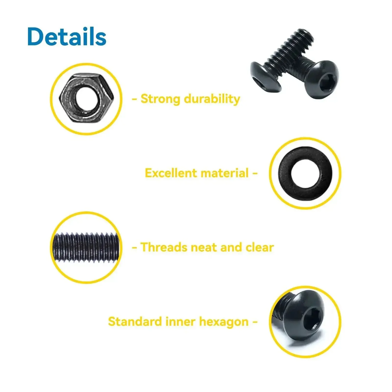 Massive M3 Screws And Nuts Assortment Kit With Washers And Wrench, 630 Pcs Includes M3 Hex Button Head Socket Cap Screws In 6 8 10 12 16 20 25 30mm, Plus 210 M3 Nuts And 210 Washers, Black Zinc Plated For Easy DIY Projects - Image 5