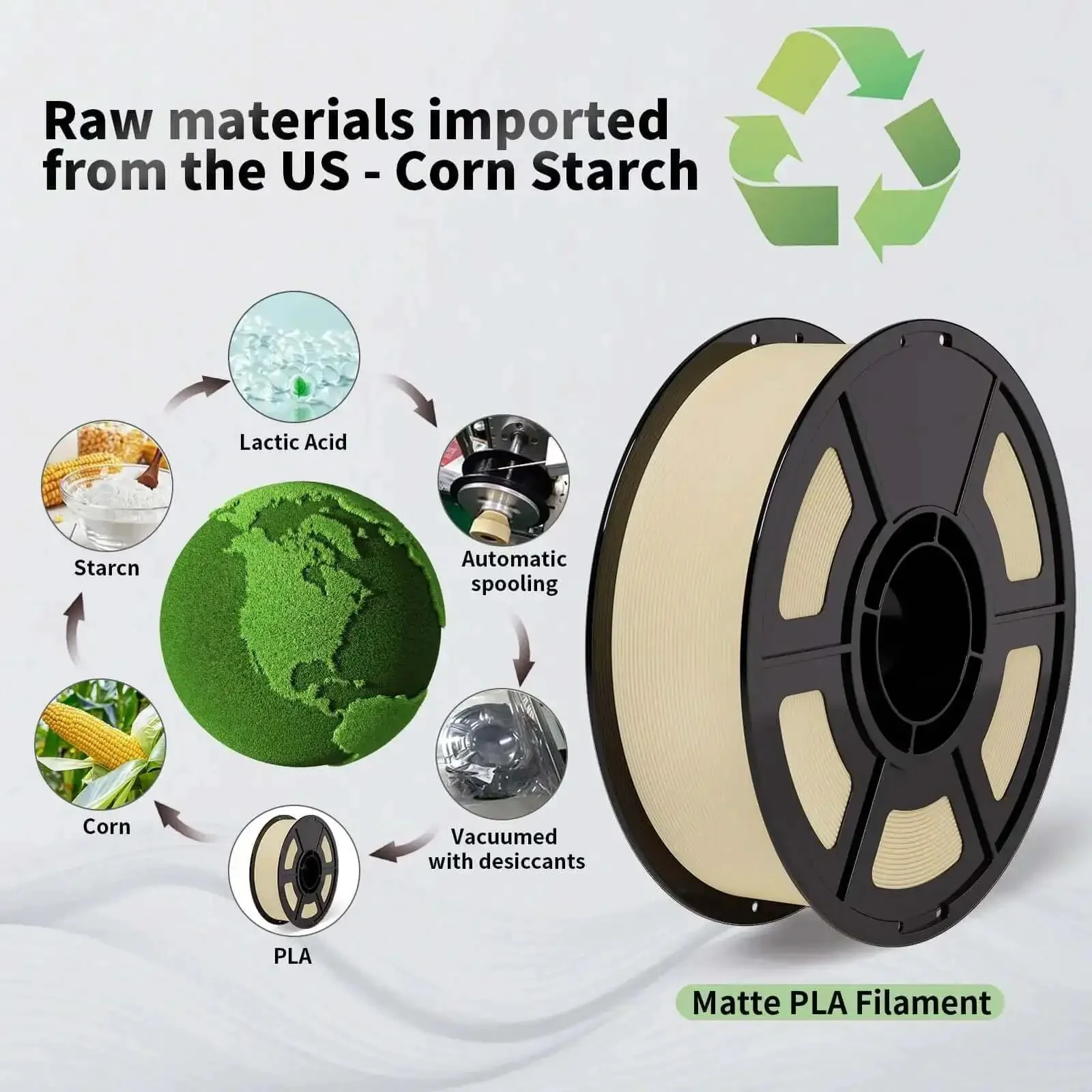 Matte Beige PLA Filament 1.75mm For Bambu Lab Printers Tan Skin Tone Spool 1kg 2.2lb With Stable Flow And Consistent Output Dope For Fast Printing At 30 To 300 Millimeters Per Second AMS And AMS Lite Compatible - Image 2