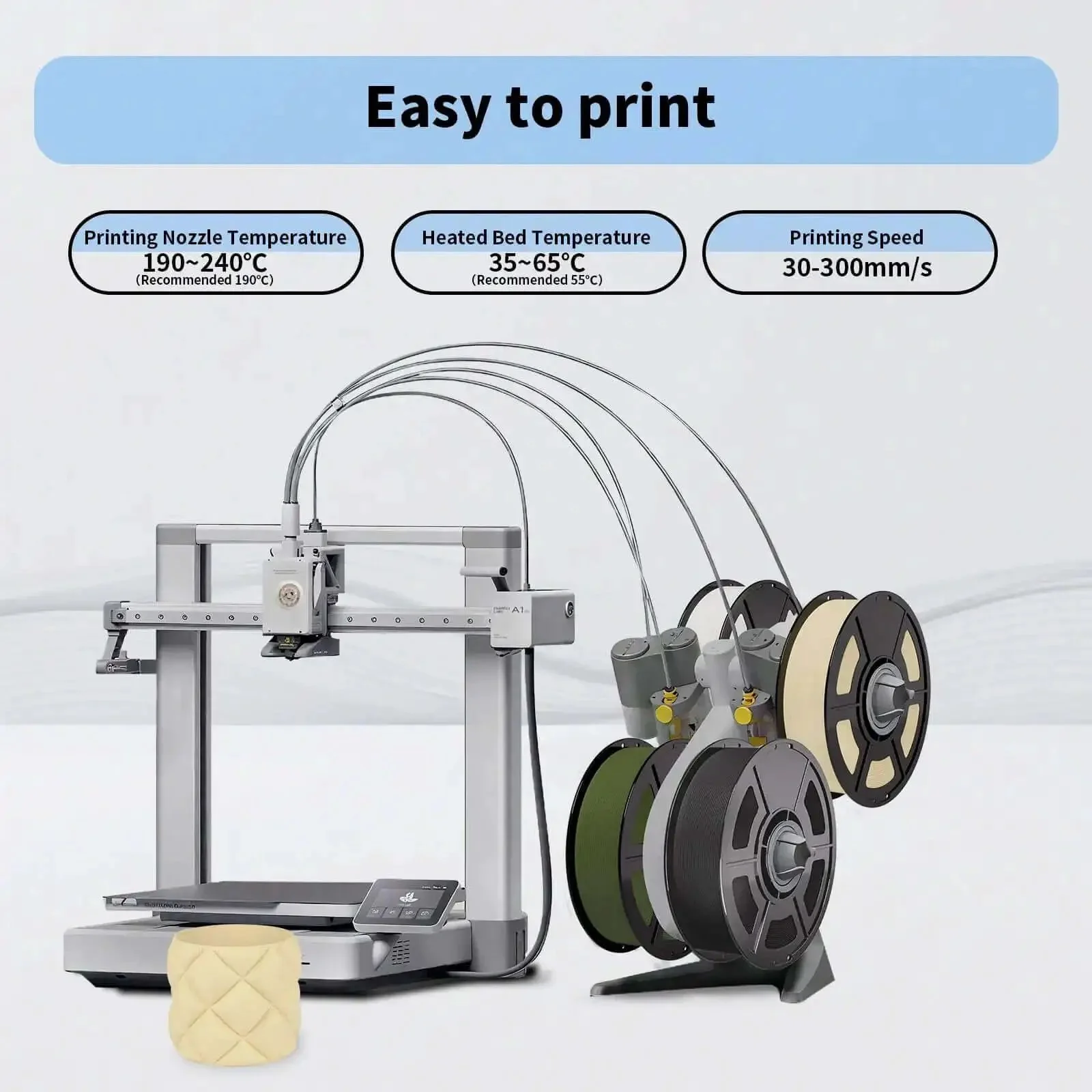 Matte Beige PLA Filament 1.75mm For Bambu Lab Printers Tan Skin Tone Spool 1kg 2.2lb With Stable Flow And Consistent Output Dope For Fast Printing At 30 To 300 Millimeters Per Second AMS And AMS Lite Compatible - Image 5